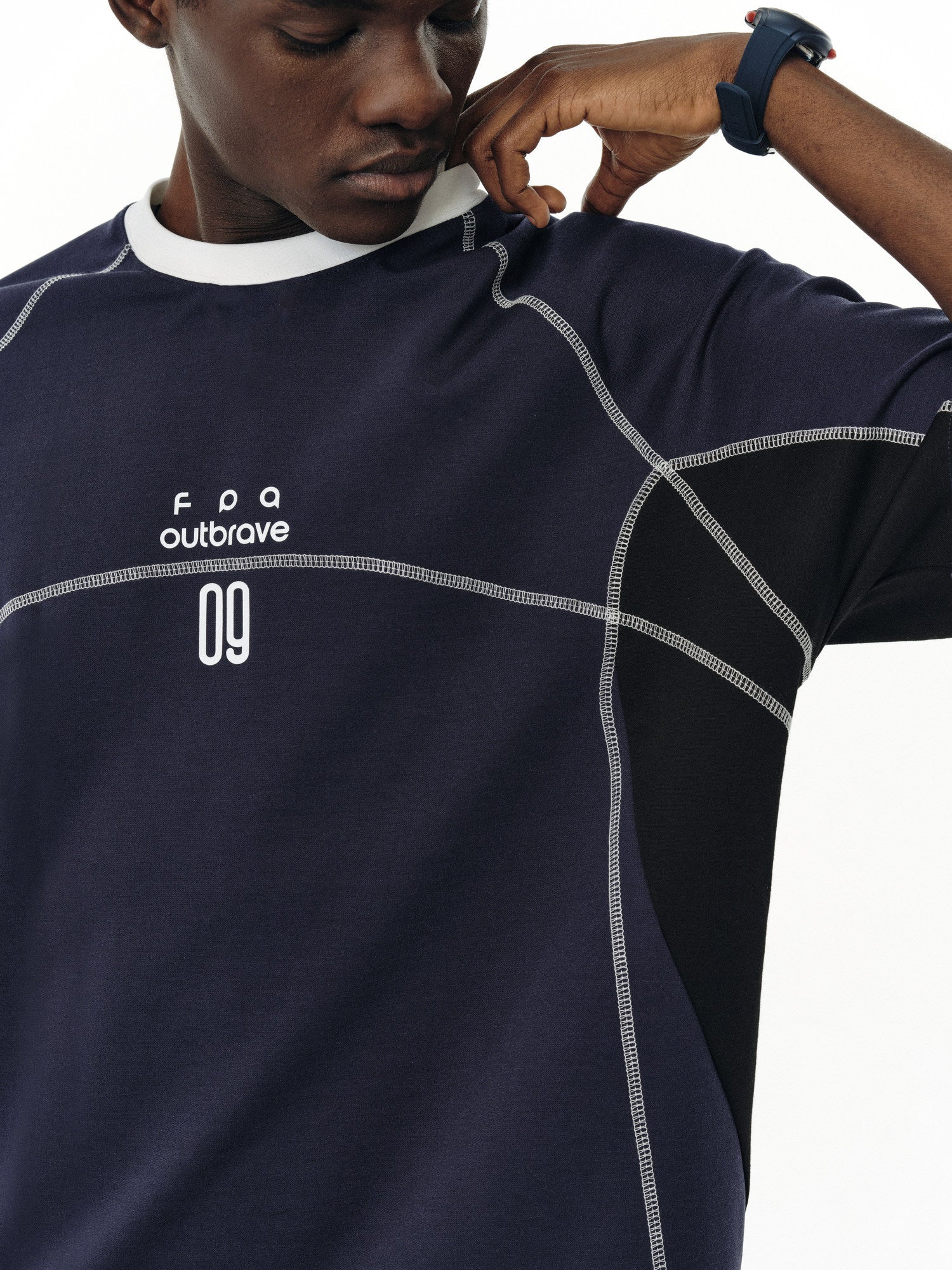 FPA Color-Block Contrast Crew Neck Sports Short Sleeve T-Shirt 2026 Summer New Style American Casual Couple Half Sleeve Tee