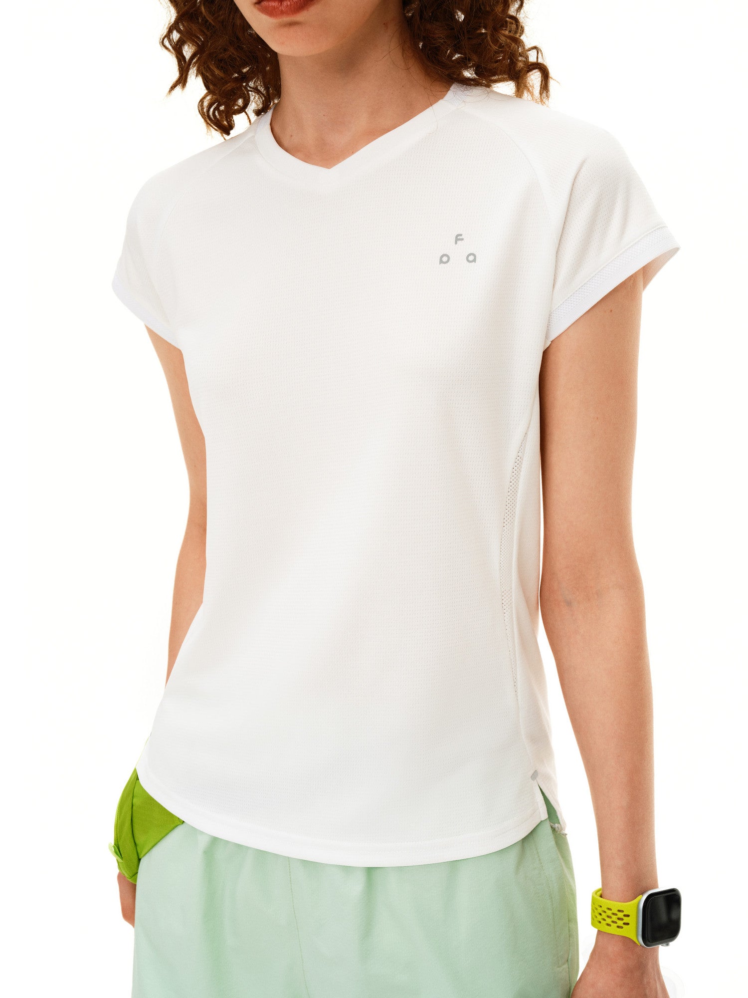 FPA Women's Color-Block Racerback Short-Sleeve Top with Flutter Sleeves - Summer V-Neck Basic Tee in Black and White