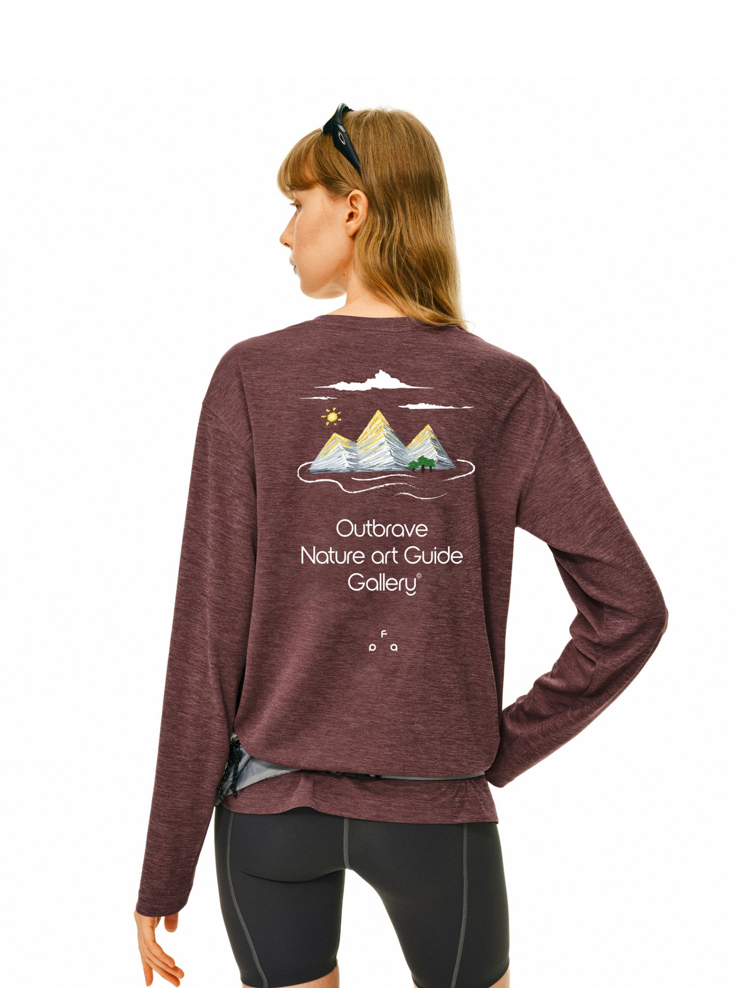 FPA Heather Yarn Mountain Outdoor Sports Long Sleeve T-Shirt - Quick-Dry, Breathable, Round Neck, Printed, for Hiking and Autumn - Unisex