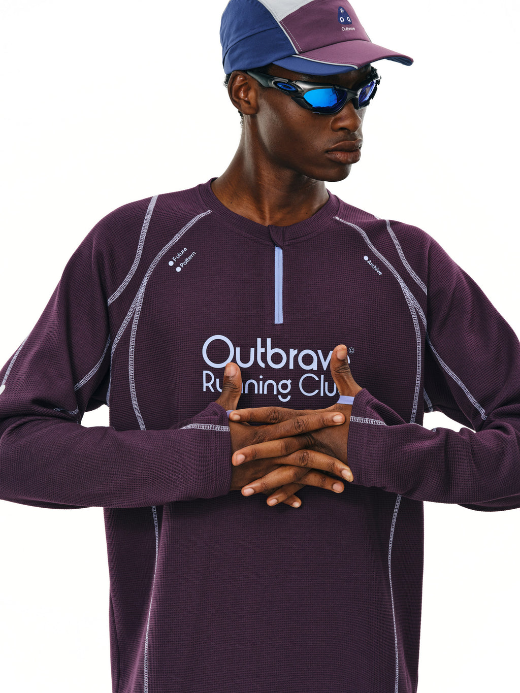 FPA Color-Block Contrast Stitch Long Sleeve Half-Zip T-Shirt for Couples, American Streetwear Outdoor Style