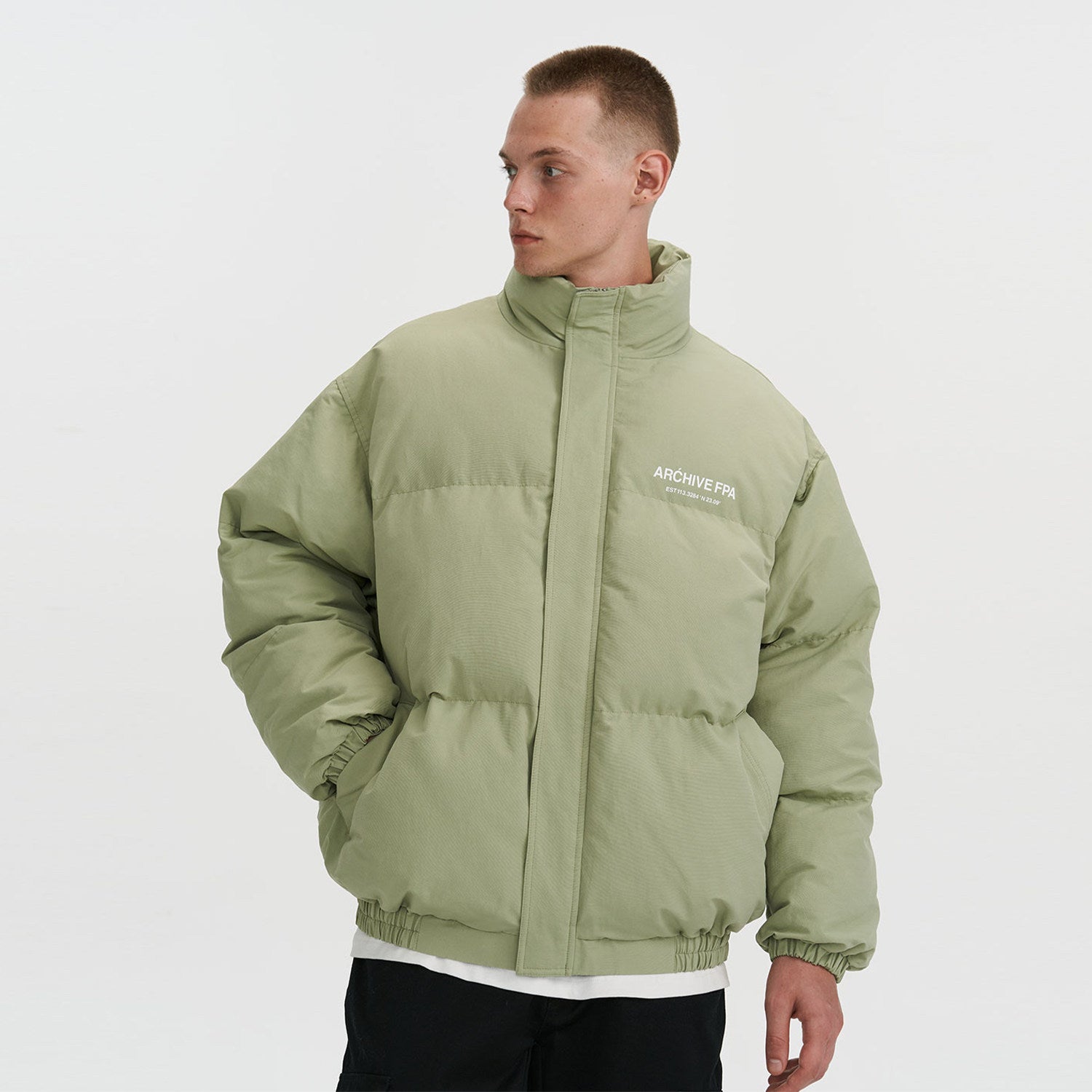 FPA Winter Thickened Stand Collar Cotton Jacket, Chinese Streetwear Premium Couple Style Puffer Cotton Coat for Men