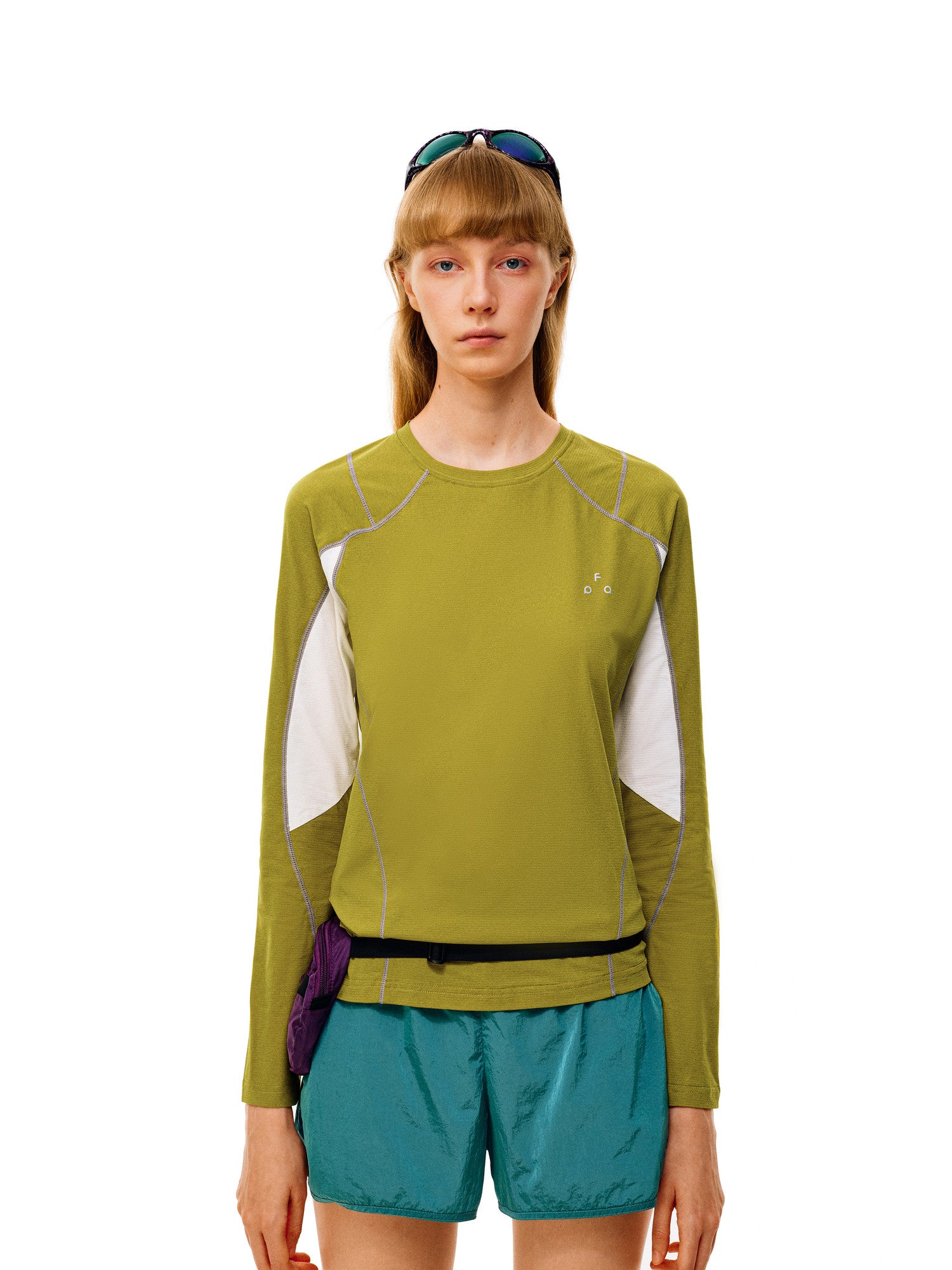 FPA Moisture-Wicking UV-Protective Color-Block Long-Sleeve Quick-Dry Crew Neck T-Shirt for Women