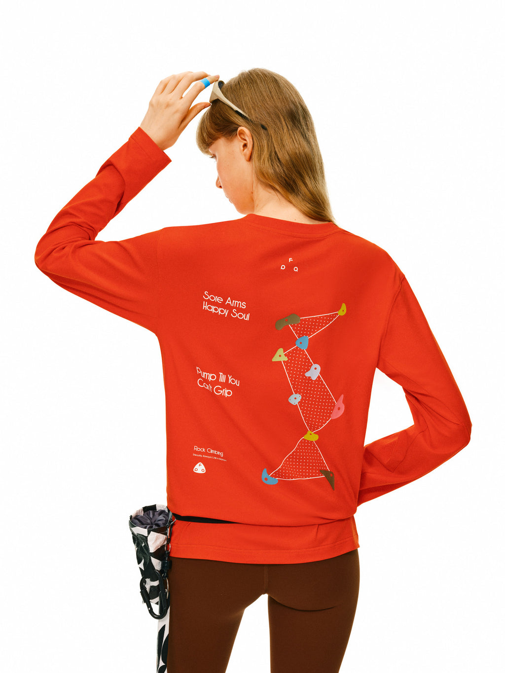 FPA Climbing Graphic Color-Block Long-Sleeve Sports T-Shirt for Men and Women, Quick-Dry Breathable Crew Neck Outdoor Running Tee