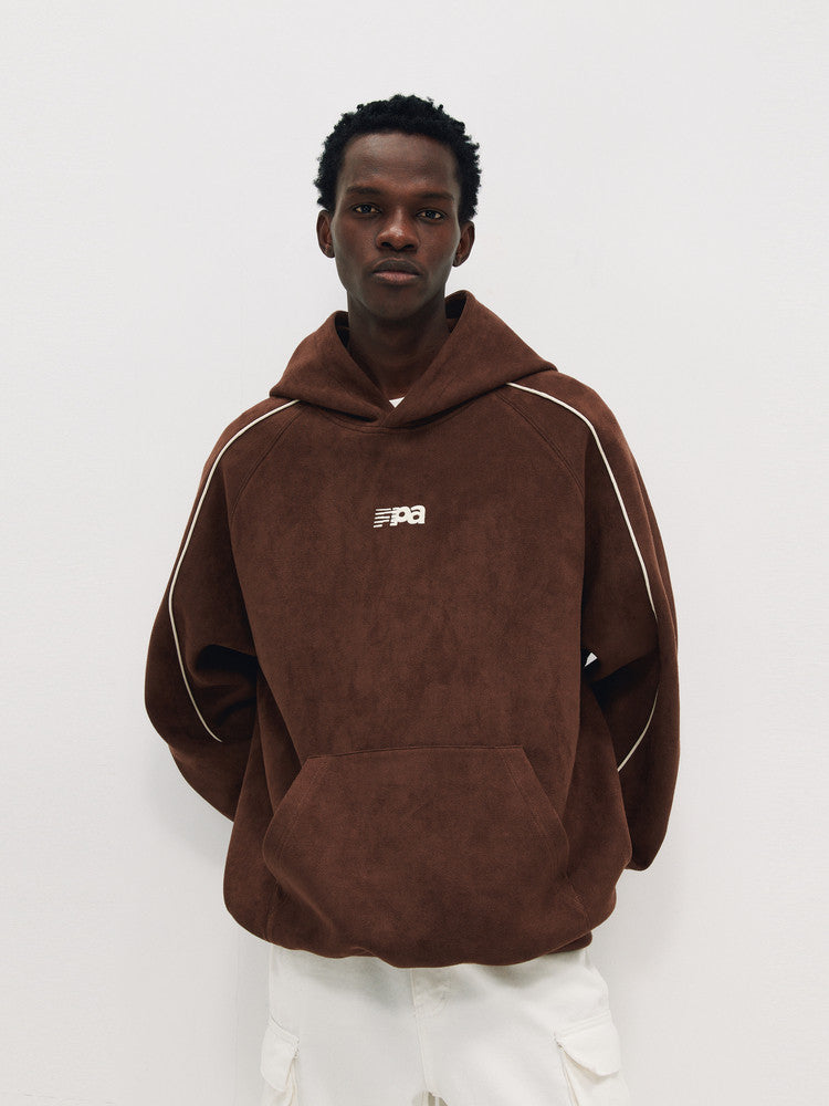 FPA Suede Embroidered Hoodie - Chinese Streetwear Trend, Casual Unisex Heavyweight Pullover for Spring/Autumn/Winter