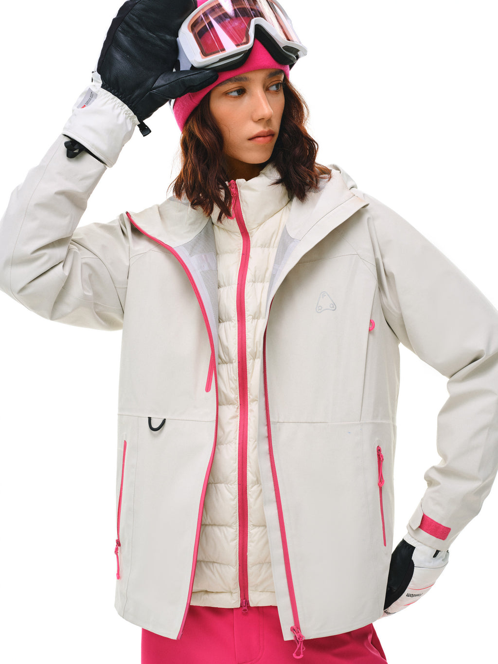 FPA 3-in-1 Down Liner Color-Block Windbreaker, Windproof and Warm Couple Winter Down Jacket Coat for Women