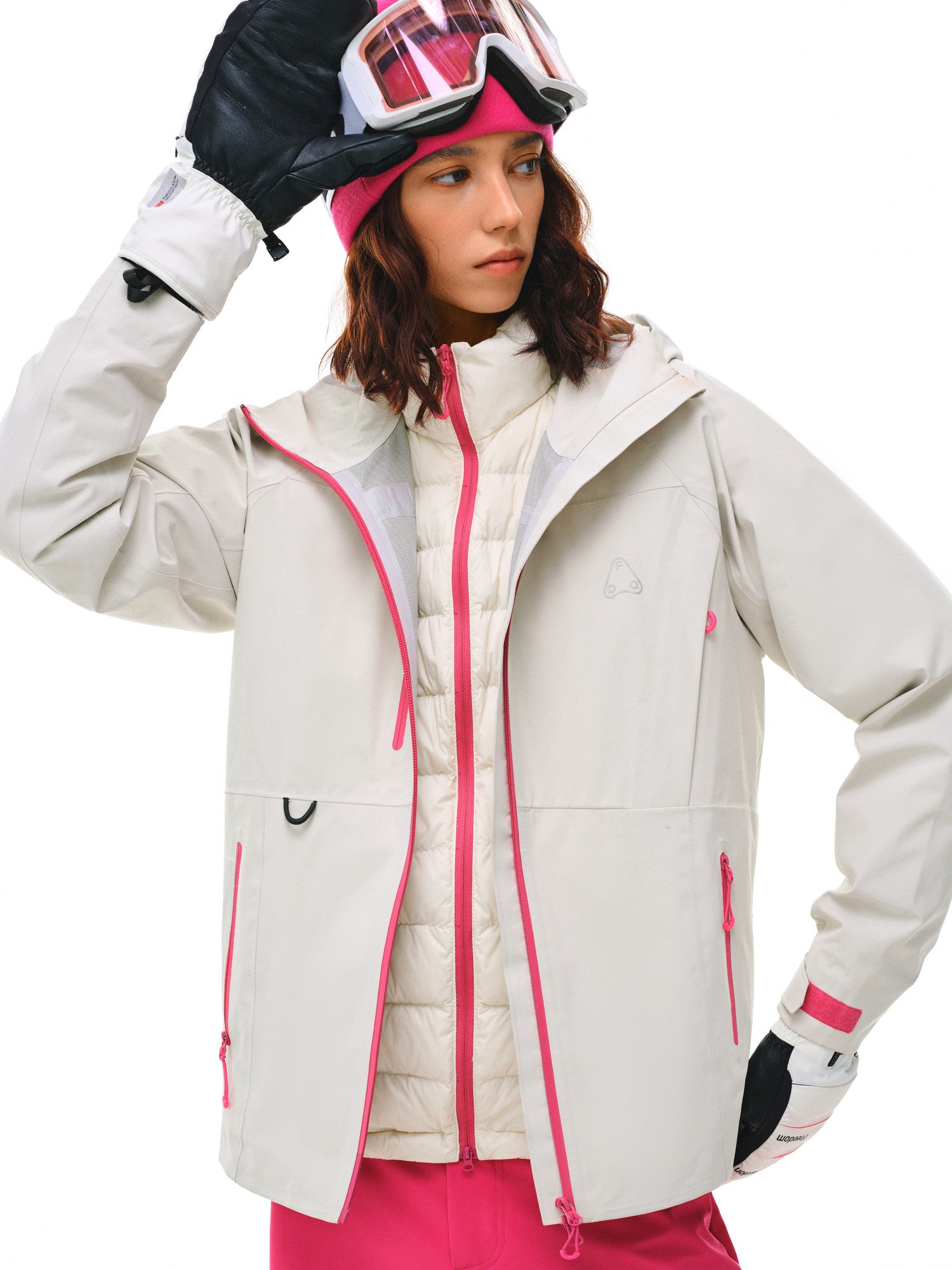 FPA 3-in-1 Down Liner Color-Block Windbreaker, Windproof and Warm Couple Winter Down Jacket Coat for Women