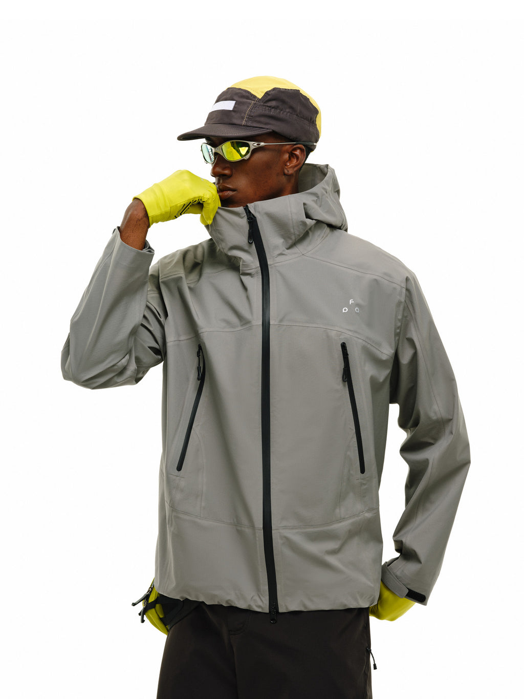 FPA Seam-Sealed Color-Block Zip Waterproof Hiking Jacket, Three-Proof Outdoor Sports Jacket for Men