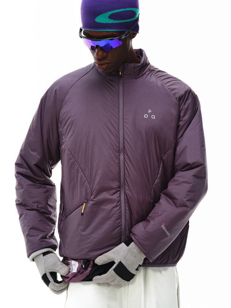 FPA 3M Thinsulate Quilted Zip-Up Cotton Jacket with Contrast Trim and Triangle Logo, Retro Sports Stand Collar, Autumn/Winter