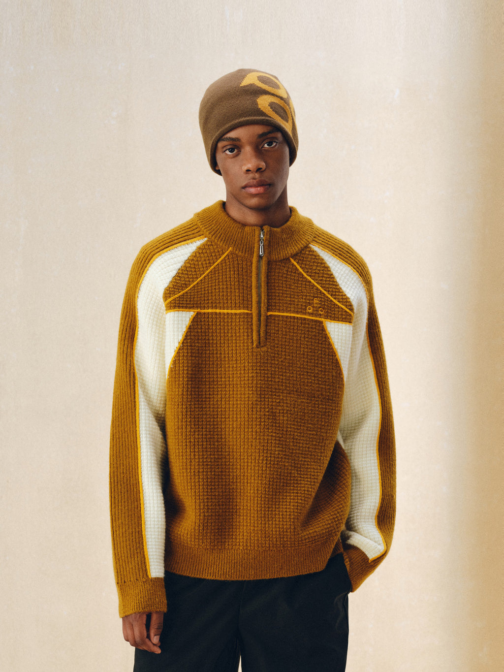 FPA Half-Zip Sports Outdoor Color-Block Knit Sweater – Retro Unisex Pullover for Spring/Autumn