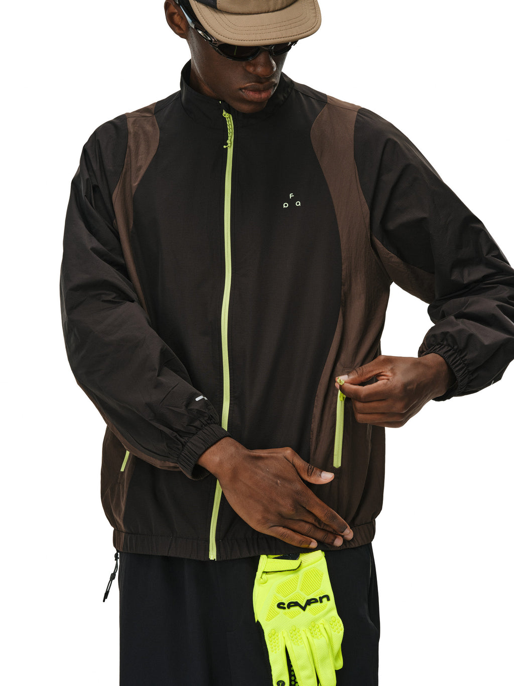 FPA Color-Block Running Windbreaker Jacket Outdoor Sports American Retro Lightweight Stand Collar Coat