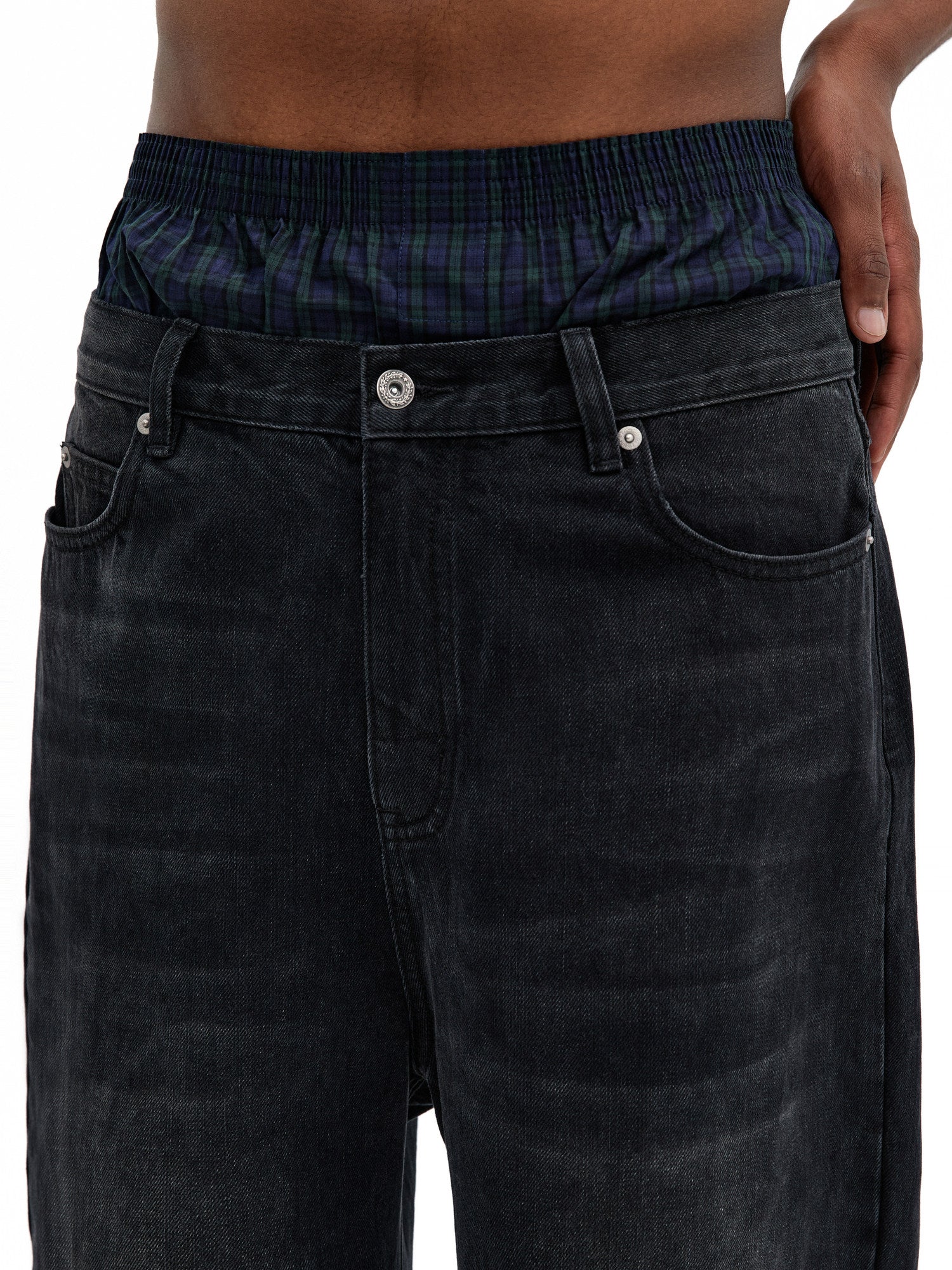 FPA Loose Wide-Leg Jeans (Washed Black) 2024 New Chinese Streetwear Trendy Long Pants for Men