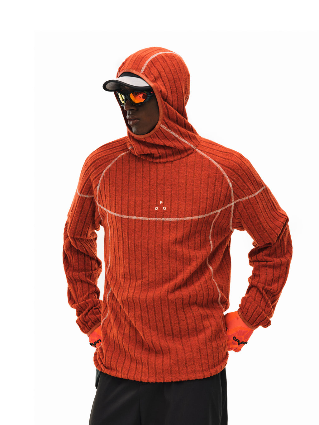 FPA Textured Contrast Long Sleeve Hooded T-Shirt 2026 New Spring/Fall Unisex Streetwear Stripe Design