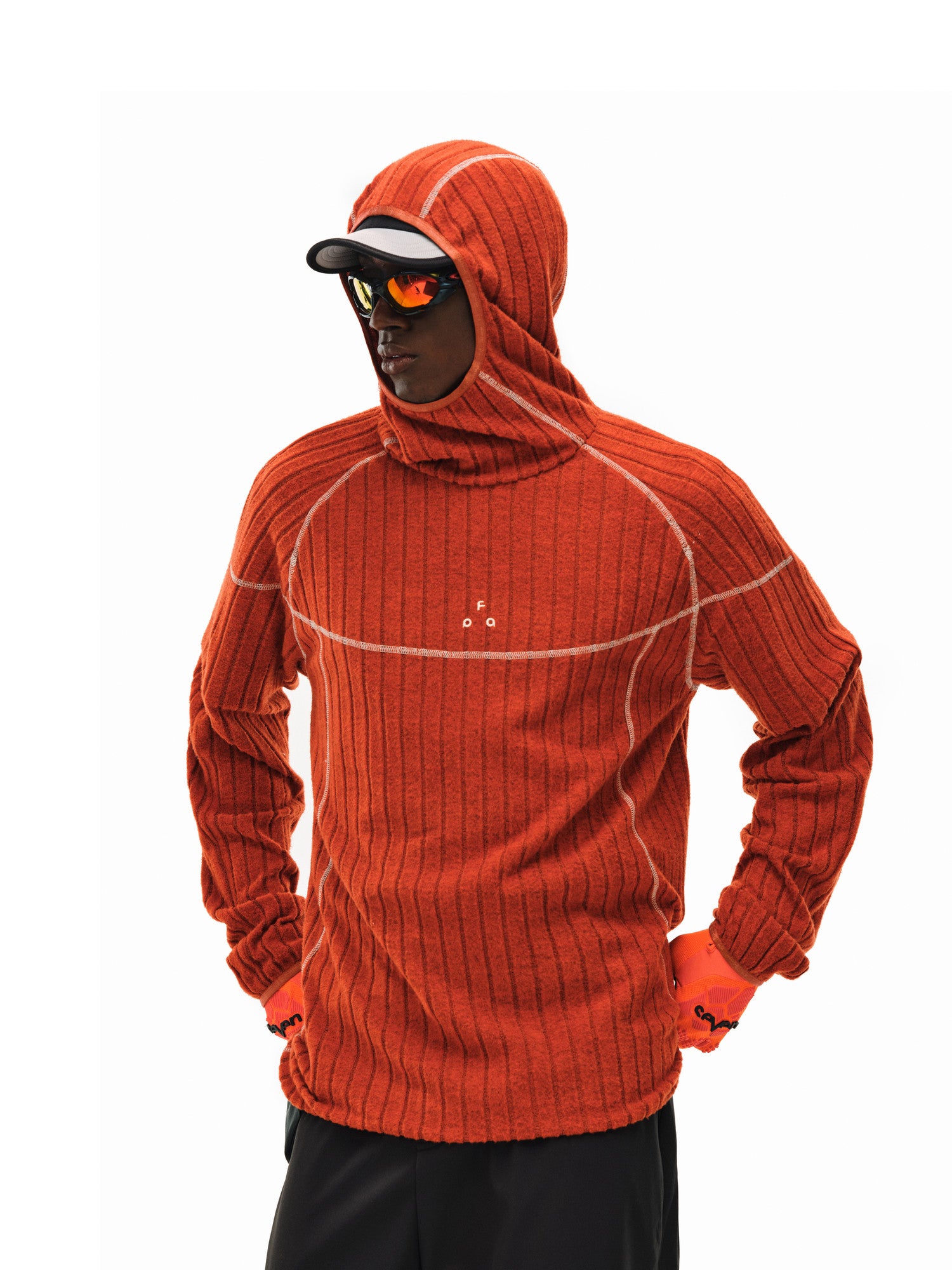 FPA Textured Contrast Long Sleeve Hooded T-Shirt 2026 New Spring/Fall Unisex Streetwear Stripe Design