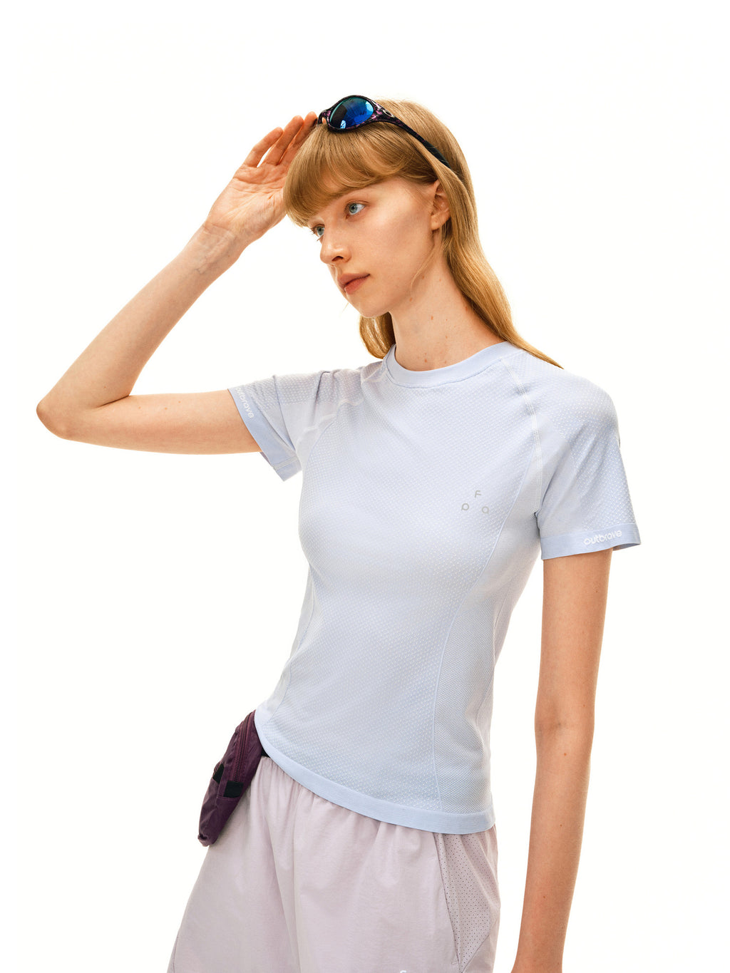 FPA Women's Seamless Knit Short Sleeve T-Shirt - Summer Slim Fit Crew Neck Outdoor Fitness Casual Logo Basic Tee