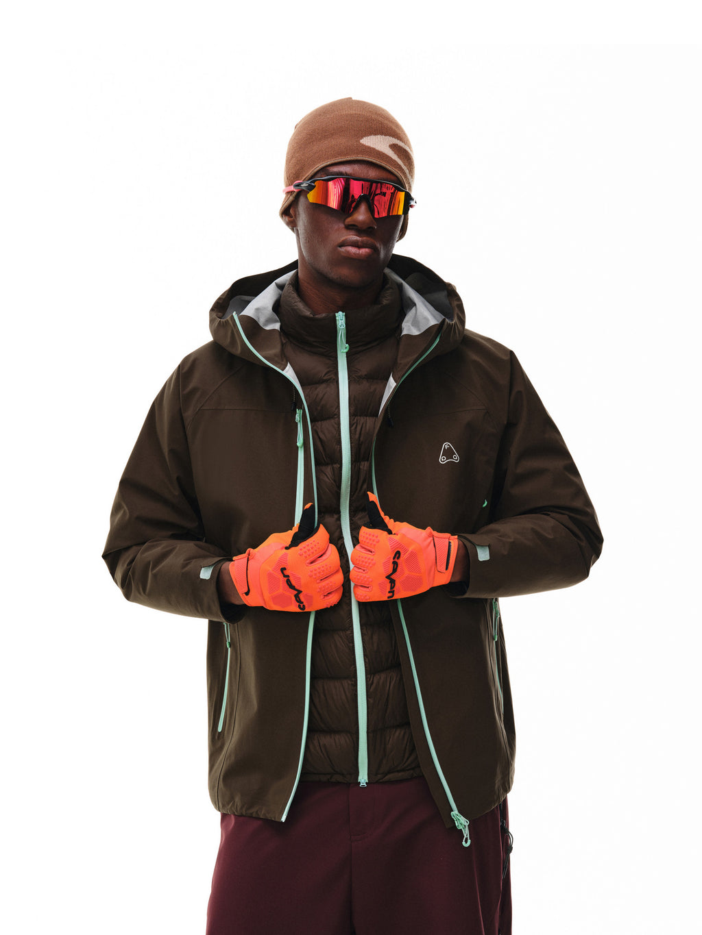 FPA Three-in-One Down-Lined Color-Block Hardshell Jacket for Men and Women, Autumn/Winter Outdoor Sports Warm Windbreaker