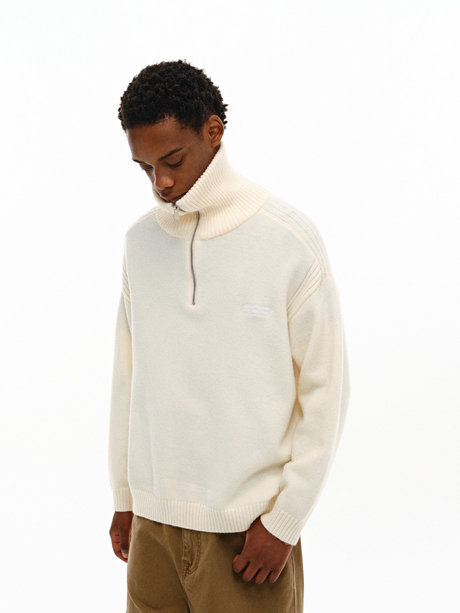 FPA Half-Zip High Neck Pullover Sweater – Spring/Fall 2026 New, Loose Fit, Minimalist Design Couple Knitwear