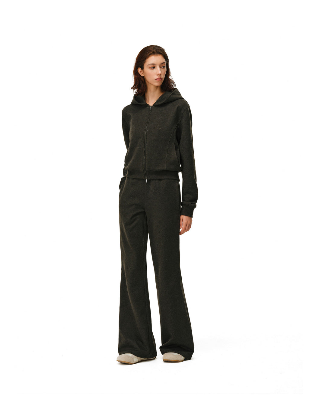 FPA Double Zipper Hooded Cropped Fleece Sweatshirt