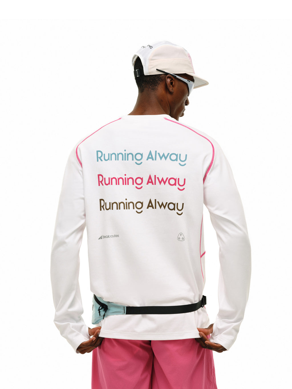 FPA Cool-Touch Quick-Dry 7A Antibacterial Sports T-Shirt, Outdoor Crew Neck Contrast Stitch Spring Couple White Long Sleeve Men