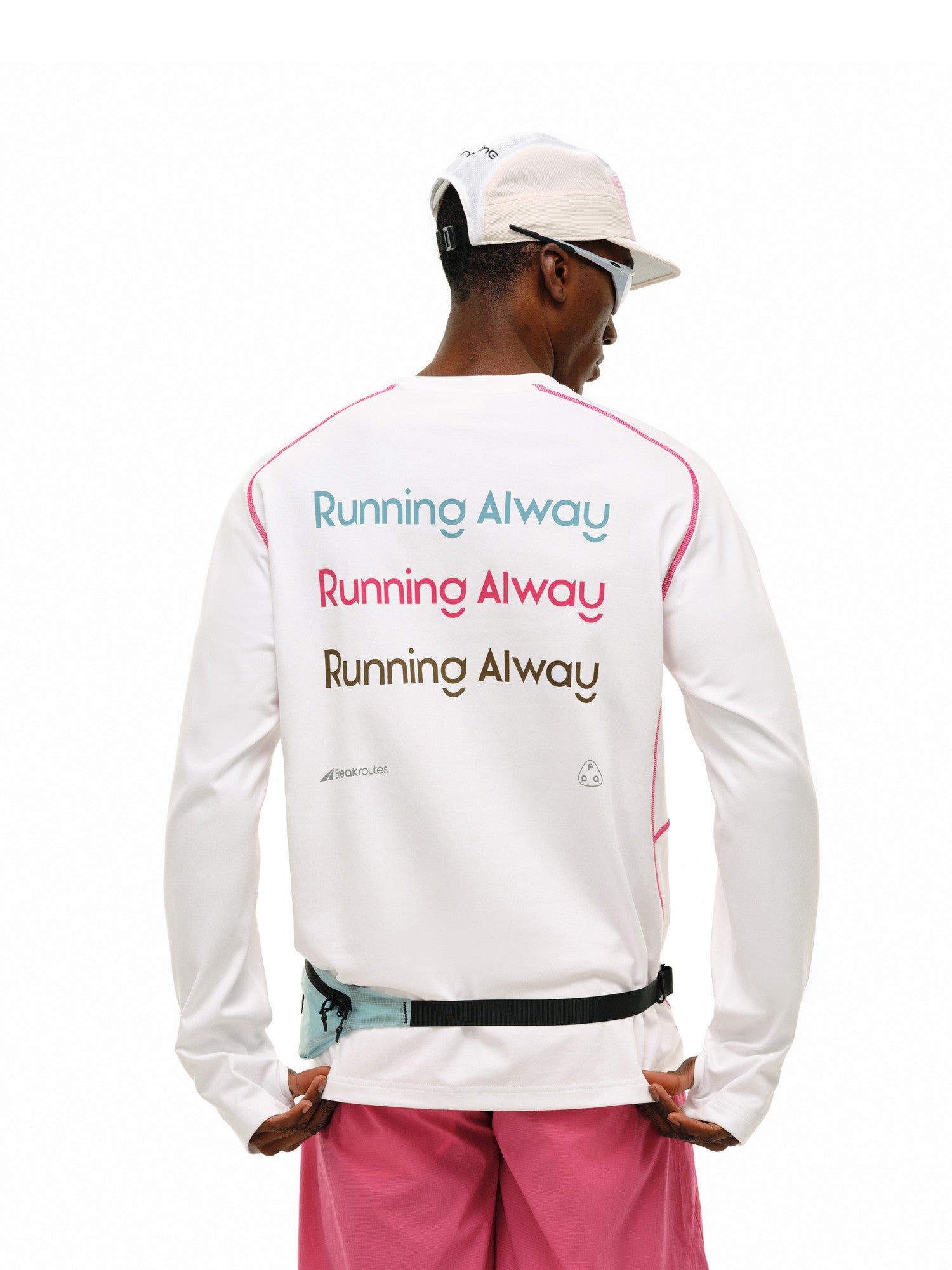 FPA Cool-Touch Quick-Dry 7A Antibacterial Sports T-Shirt, Outdoor Crew Neck Contrast Stitch Spring Couple White Long Sleeve Men