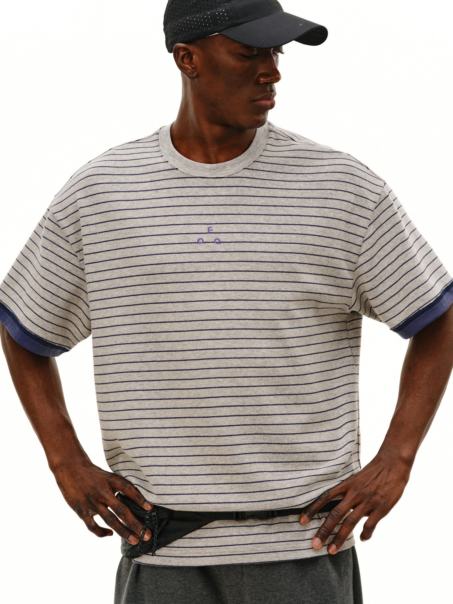 FPA Contrast Stripe Short Sleeve Tee with Color-Block Design – Classic Crew Neck Unisex Athletic T-Shirt