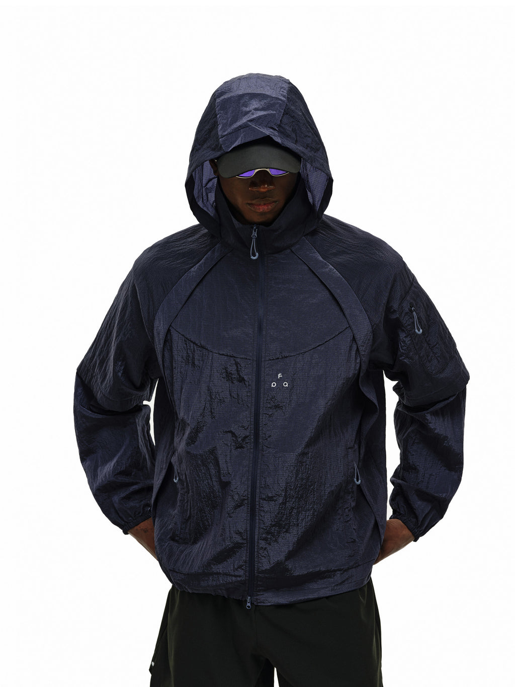 FPA Metal Texture Plaid Hooded Jacket – Lightweight Loose Fit Outdoor Sports Jacket for Men