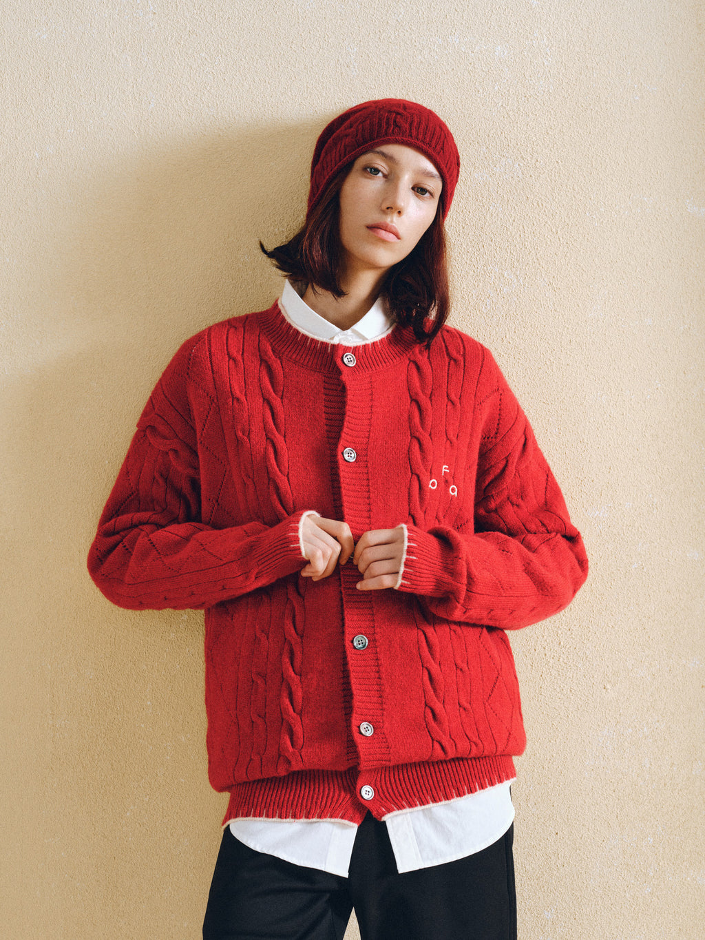 FPA Cable Knit Contrast Color Cardigan Sweater 2026 New Retro High-End Design Couple Autumn Knitwear