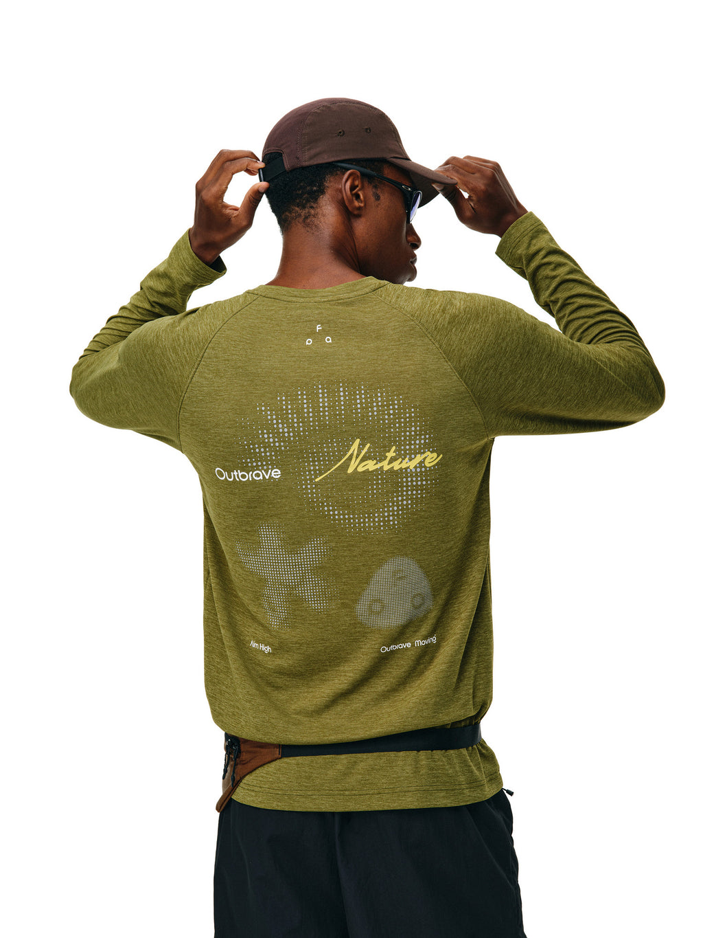 FPA Moisture-Wicking Natural Element Pattern Sports T-Shirt for Fall Outdoor Fitness, Breathable Casual Long Sleeve