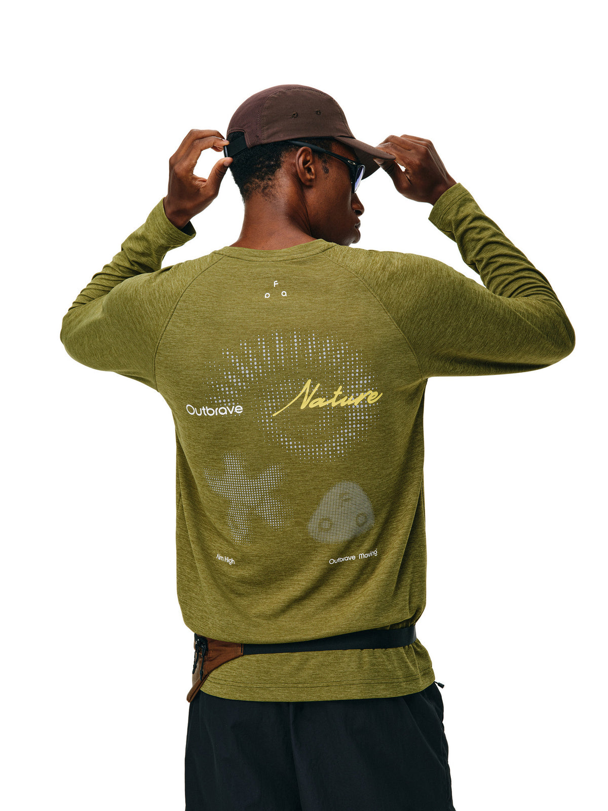FPA Moisture-Wicking Natural Element Pattern Sports T-Shirt for Fall Outdoor Fitness, Breathable Casual Long Sleeve