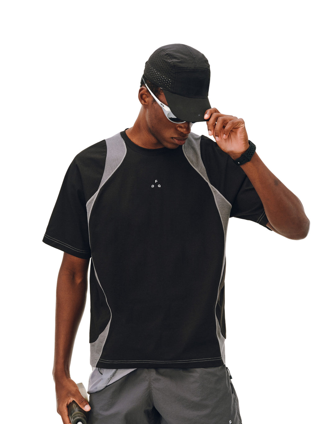 FPA Arc Contrast Quick-Dry Sports T-Shirt Summer Crew Neck Breathable Outdoor Half-Sleeve Tee for Men