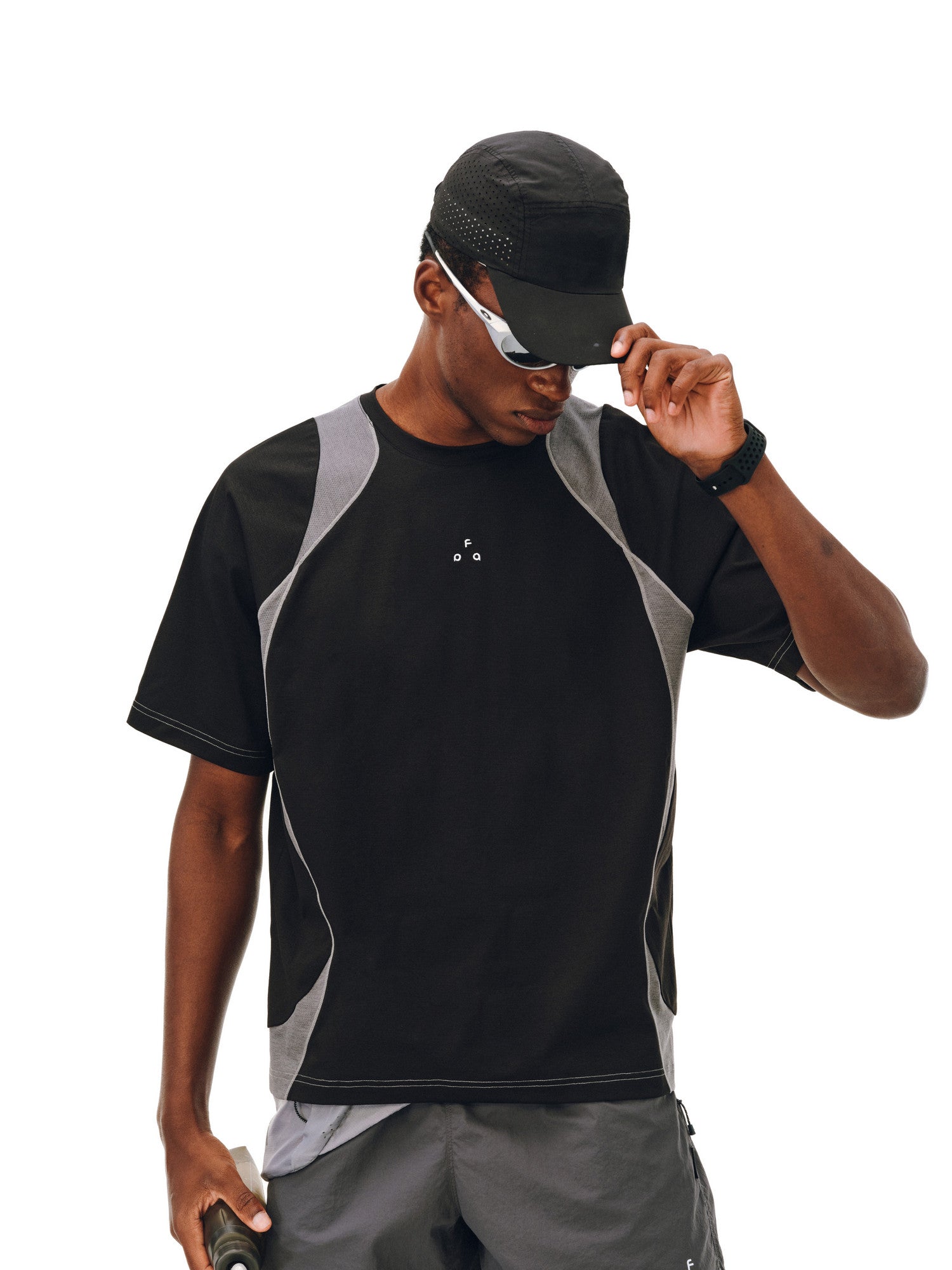 FPA Arc Contrast Quick-Dry Sports T-Shirt Summer Crew Neck Breathable Outdoor Half-Sleeve Tee for Men