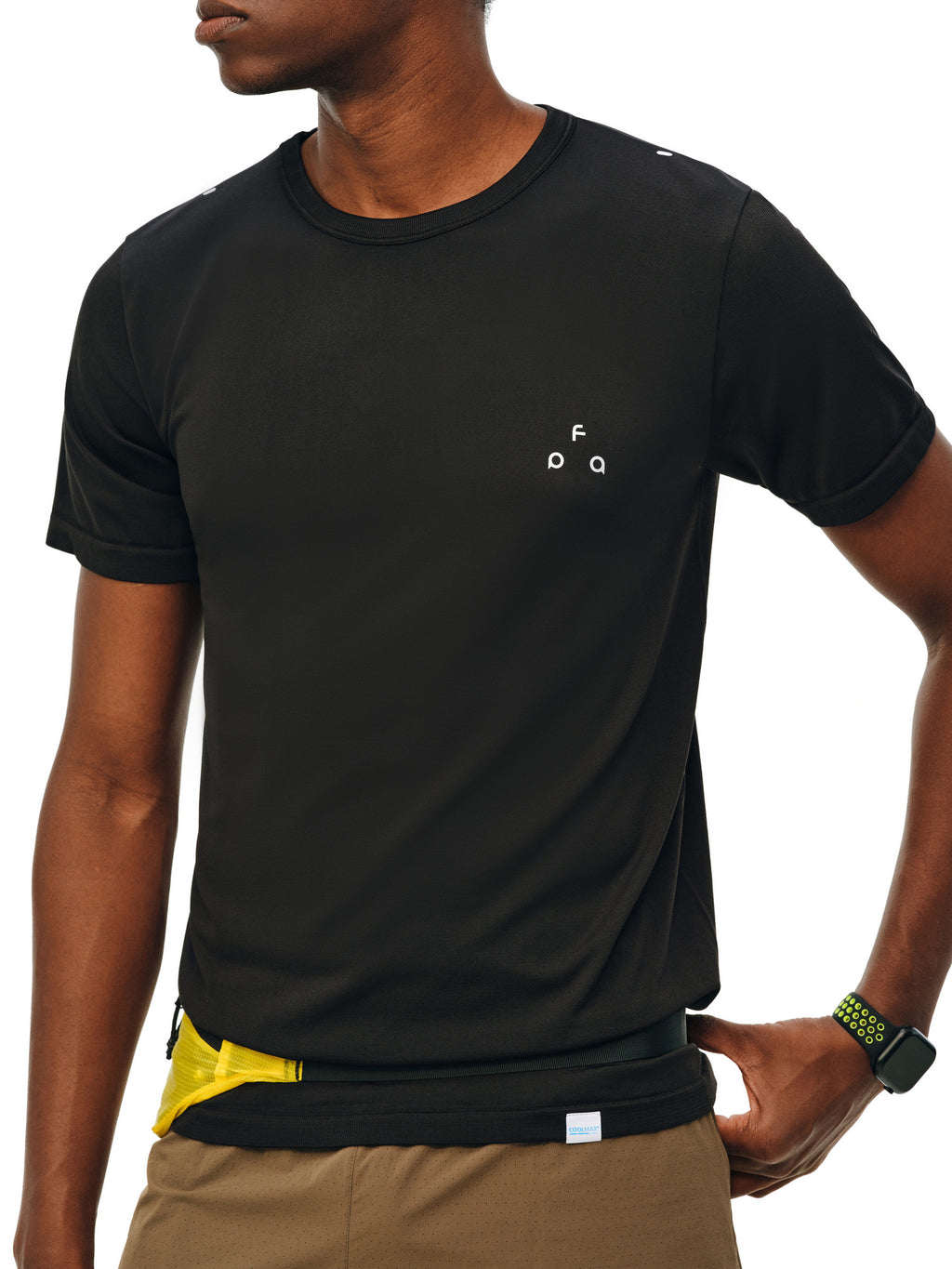 FPA COOLMAX Seamless Knit Short Sleeve T-Shirt - Summer Cool & Breathable Basic Logo Tee for Couples in Black and White