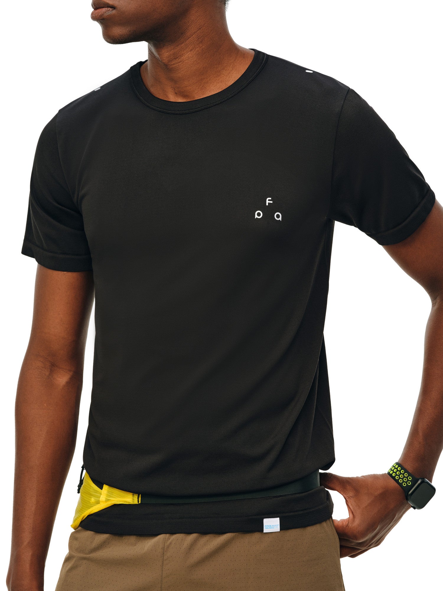 FPA COOLMAX Seamless Knit Short Sleeve T-Shirt - Summer Cool & Breathable Basic Logo Tee for Couples in Black and White