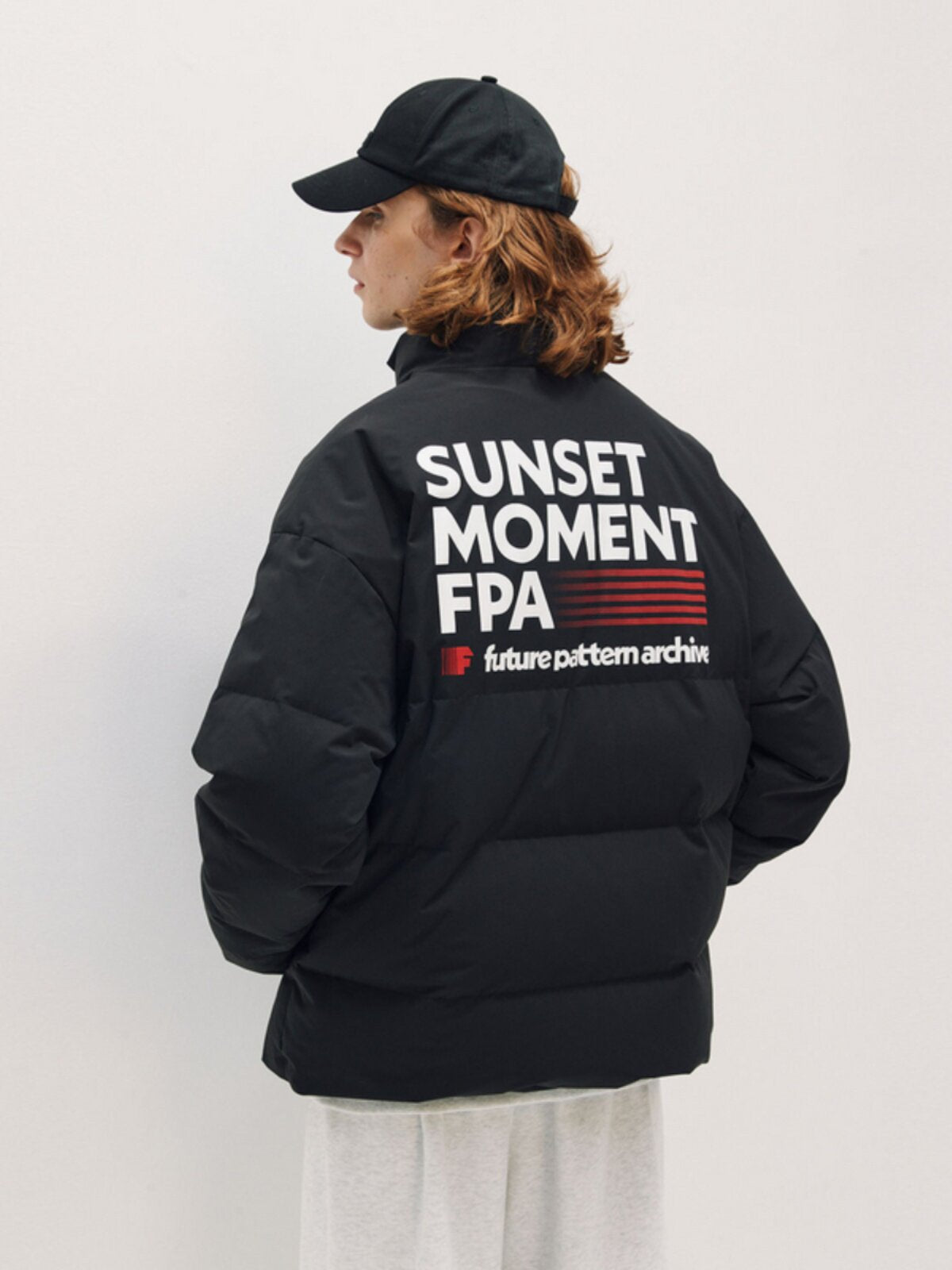 FPA Gradient Print Down Jacket - Chinese Streetwear Trend, Loose Fit, Winter Thickened, Stand Collar, Unisex Coat