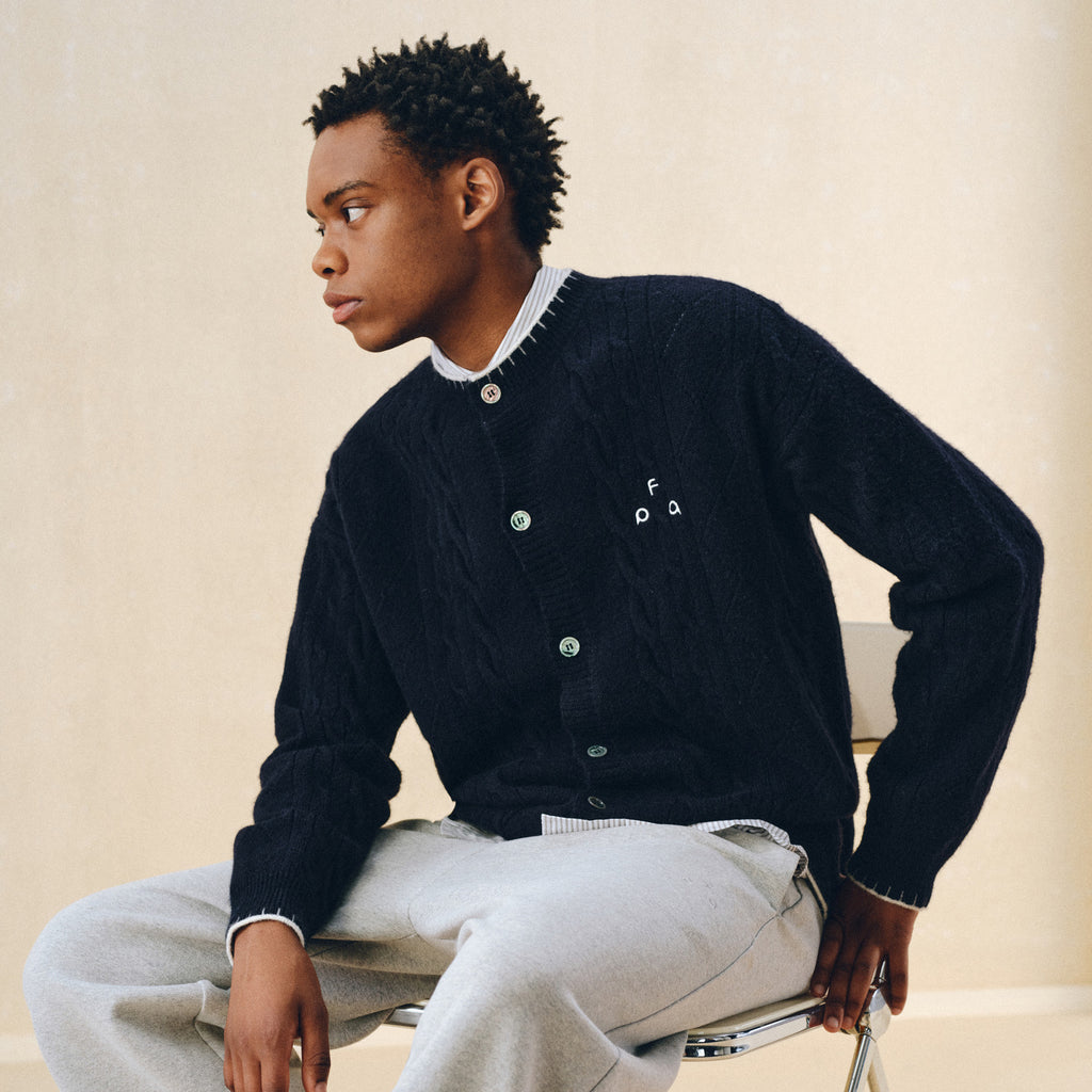 FPA Cable Knit Contrast Color Cardigan
