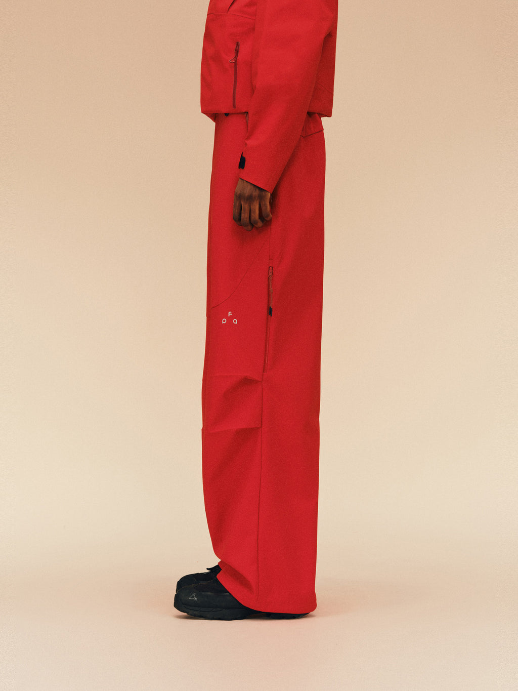 FPA Outdoor Softshell Four-Way Stretch Skin-Friendly Drape Zipper Trousers Casual Red Sports Pants