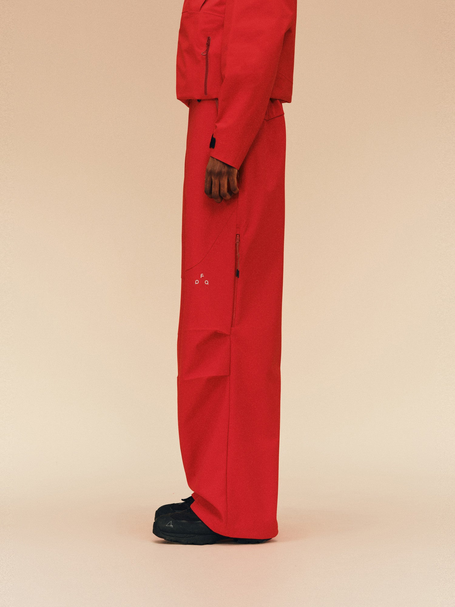 FPA Outdoor Softshell Four-Way Stretch Skin-Friendly Drape Zipper Trousers Casual Red Sports Pants