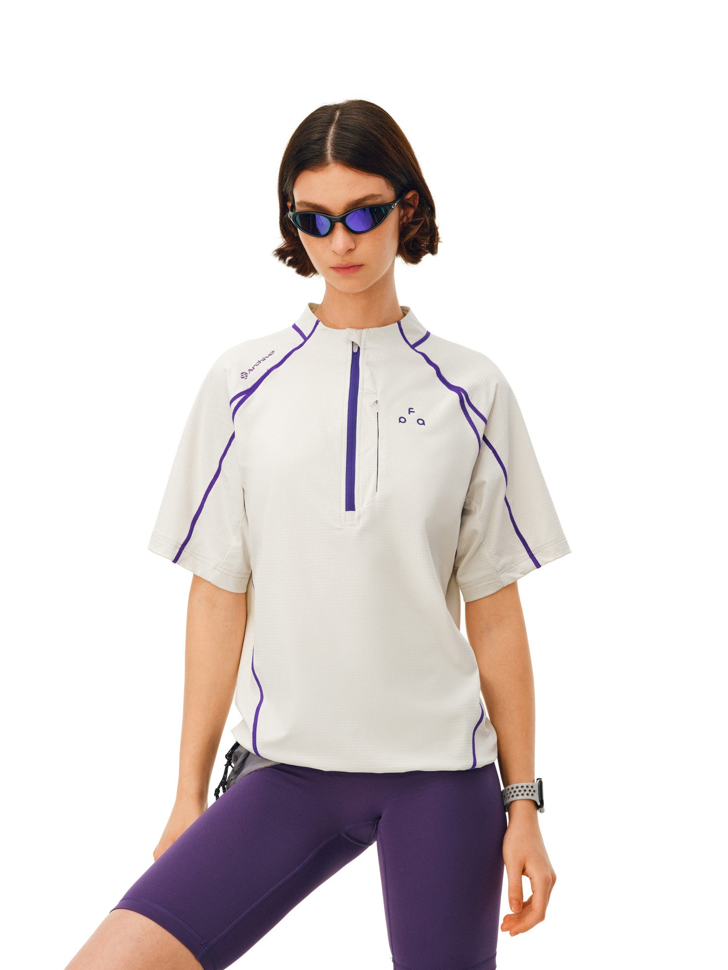 FPA Sports Contrast Stitch Short Sleeve Summer Outdoor Quick-Dry Cool Half-Zip Cycling Shirt Casual Couple T-Shirt