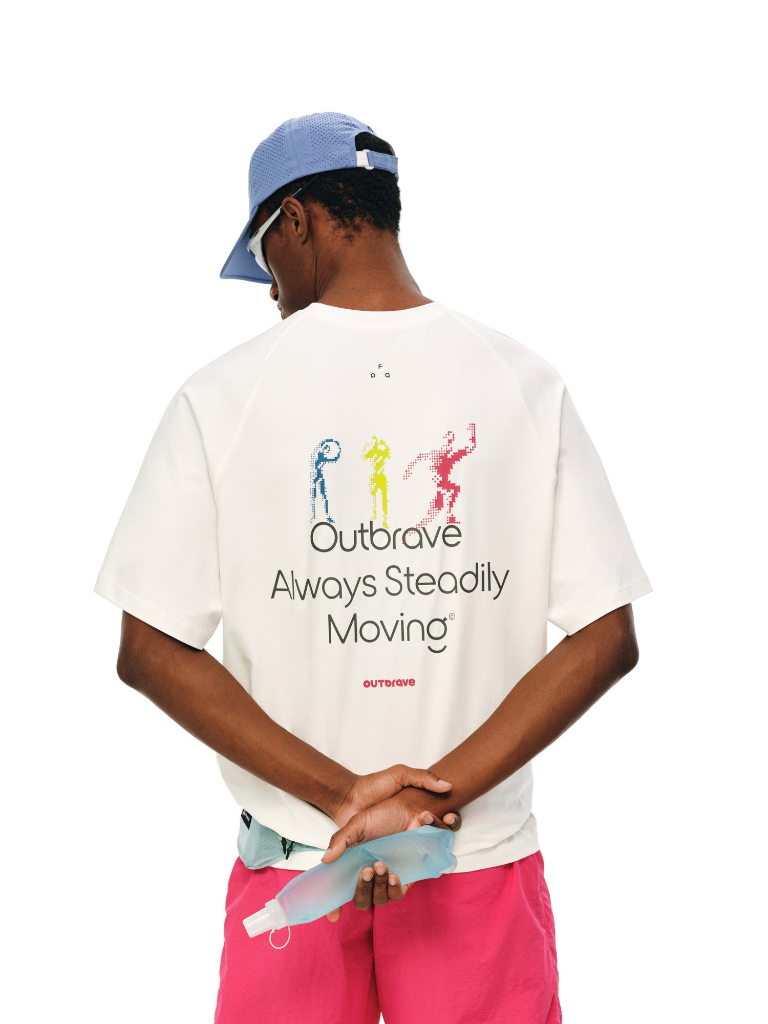 FPA Running Pattern Contrast Color COOLMAX Sports T-Shirt Outdoor Cool Touch Breathable Crew Neck Couple Style Summer Short Sleeve