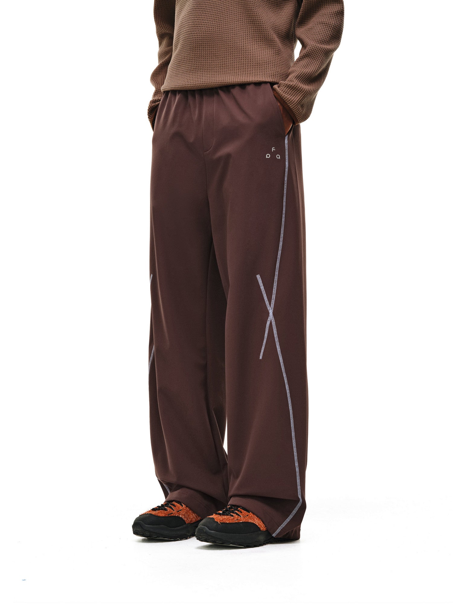 FPA Outdoor Sports Contrast Stitch Thickened Curved Leg Pants Winter Loose Wide Leg Couple Casual Warm Pants