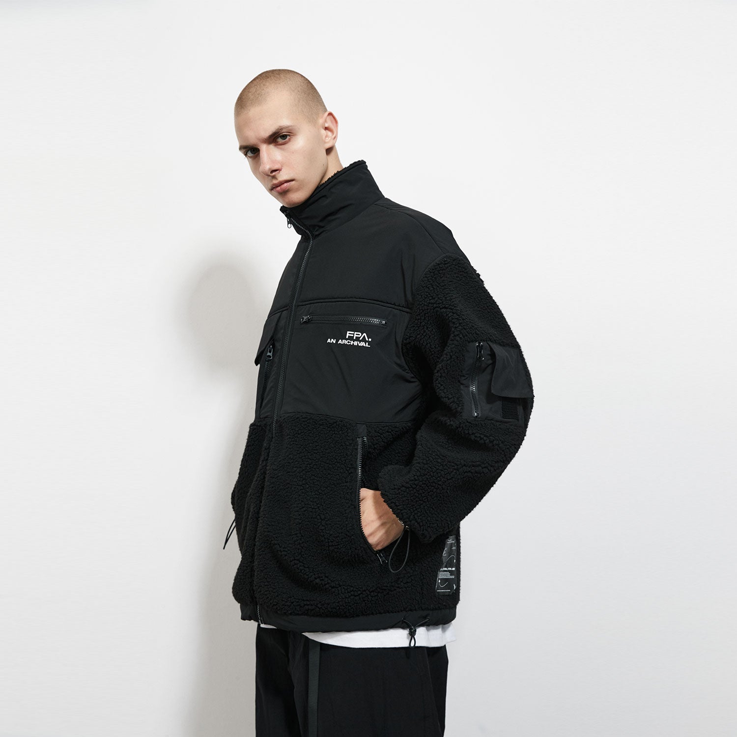 FPA (VENGETICE) Stand Collar Faux Shearling Quilted Cotton Jacket - Chinese Streetwear Winter Thick Coat