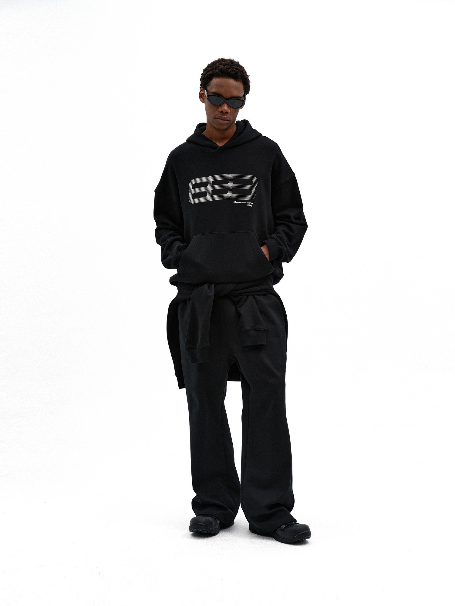 FPA Embroidered Waistband Wide-Leg Flared Sweatpants – Chinese Streetwear Brand, Loose Straight-Leg Drawstring Athletic Casual Pants