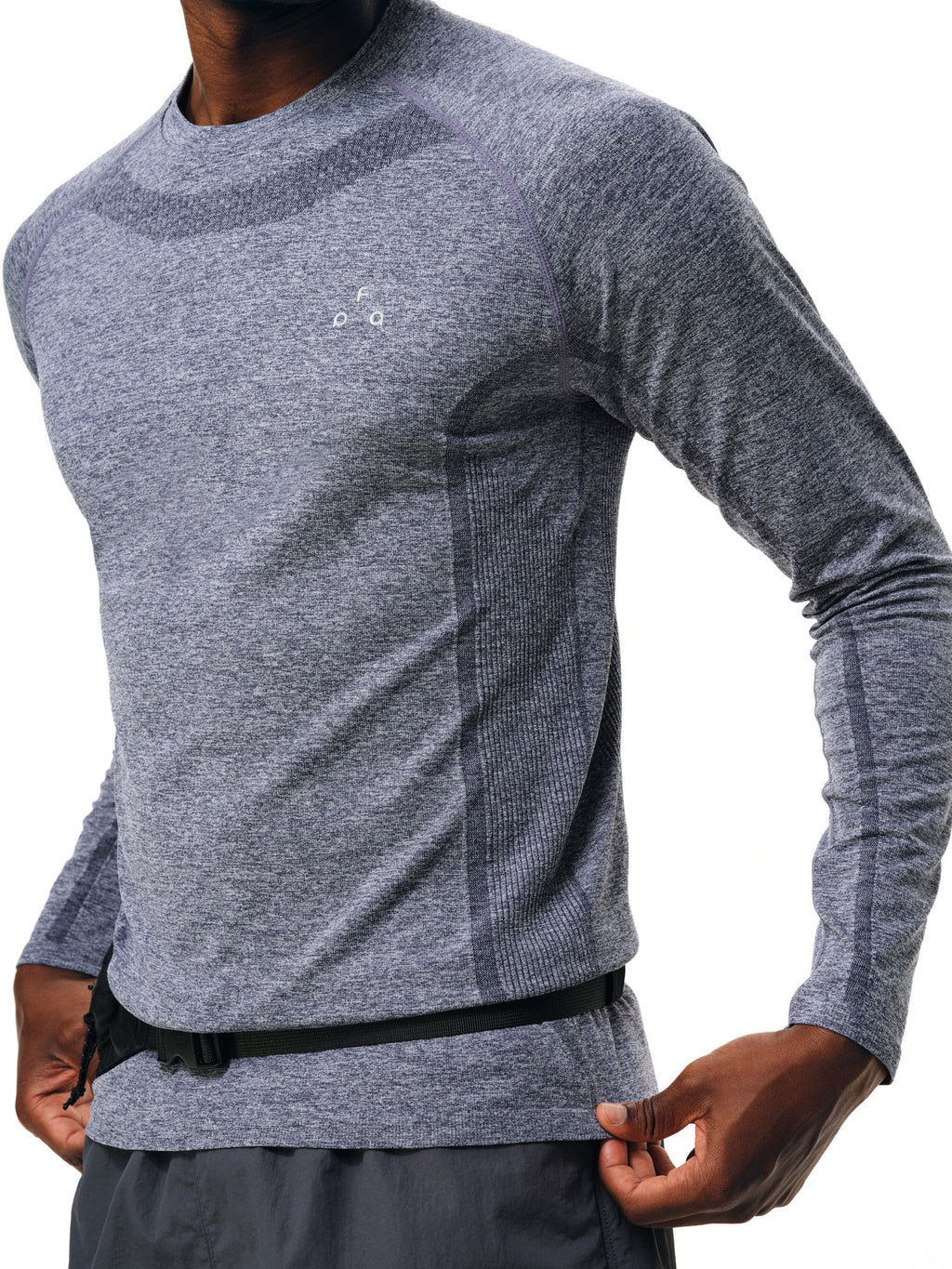 FPA Stretch Quick-Dry Seamless Long Sleeve Running T-Shirt for Men - Outdoor Fitness Contrast Color Crew Neck Autumn