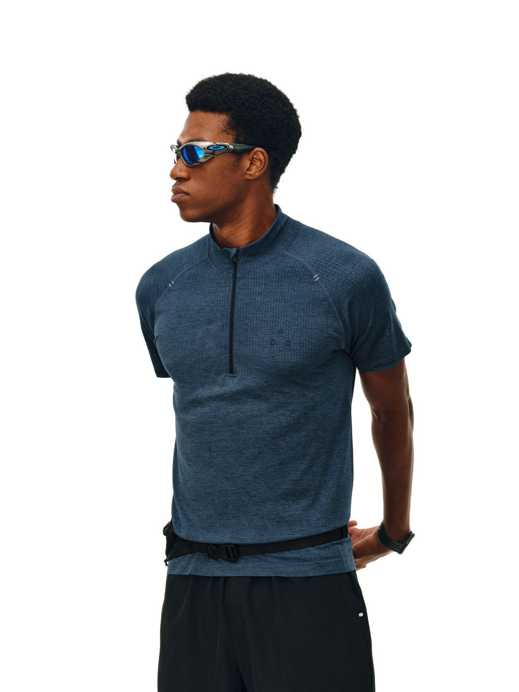 FPA Athletic Seamless Half-Zip Short Sleeve T-Shirt for Summer Outdoor Fitness and Running, Basic Premium Fit Men's Tee