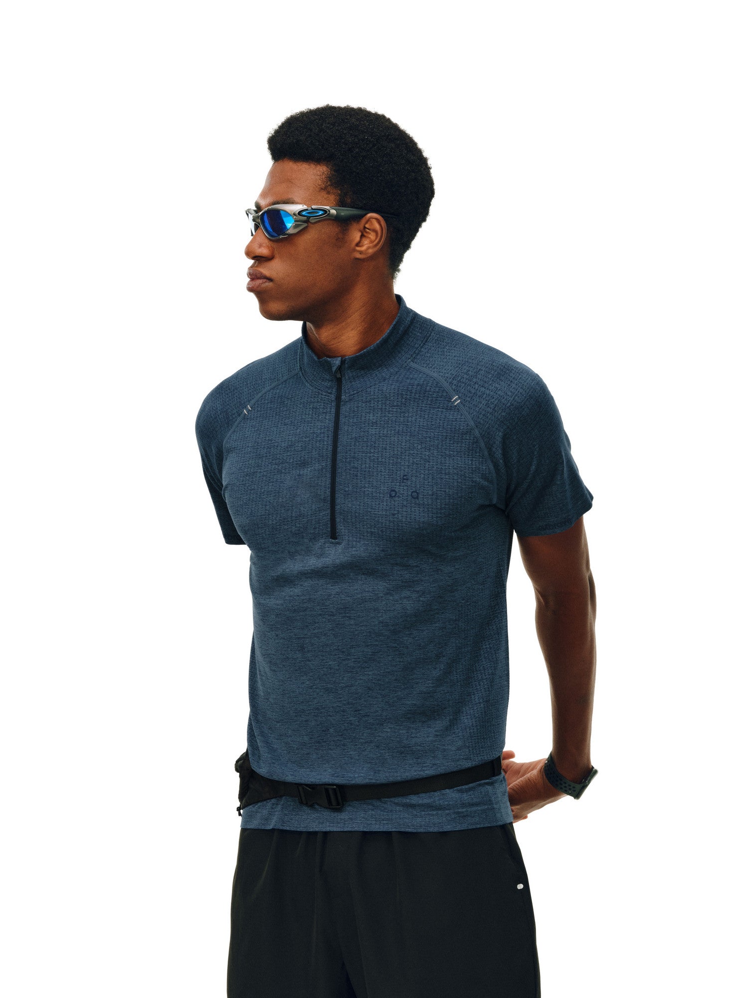 FPA Athletic Seamless Half-Zip Short Sleeve T-Shirt for Summer Outdoor Fitness and Running, Basic Premium Fit Men's Tee