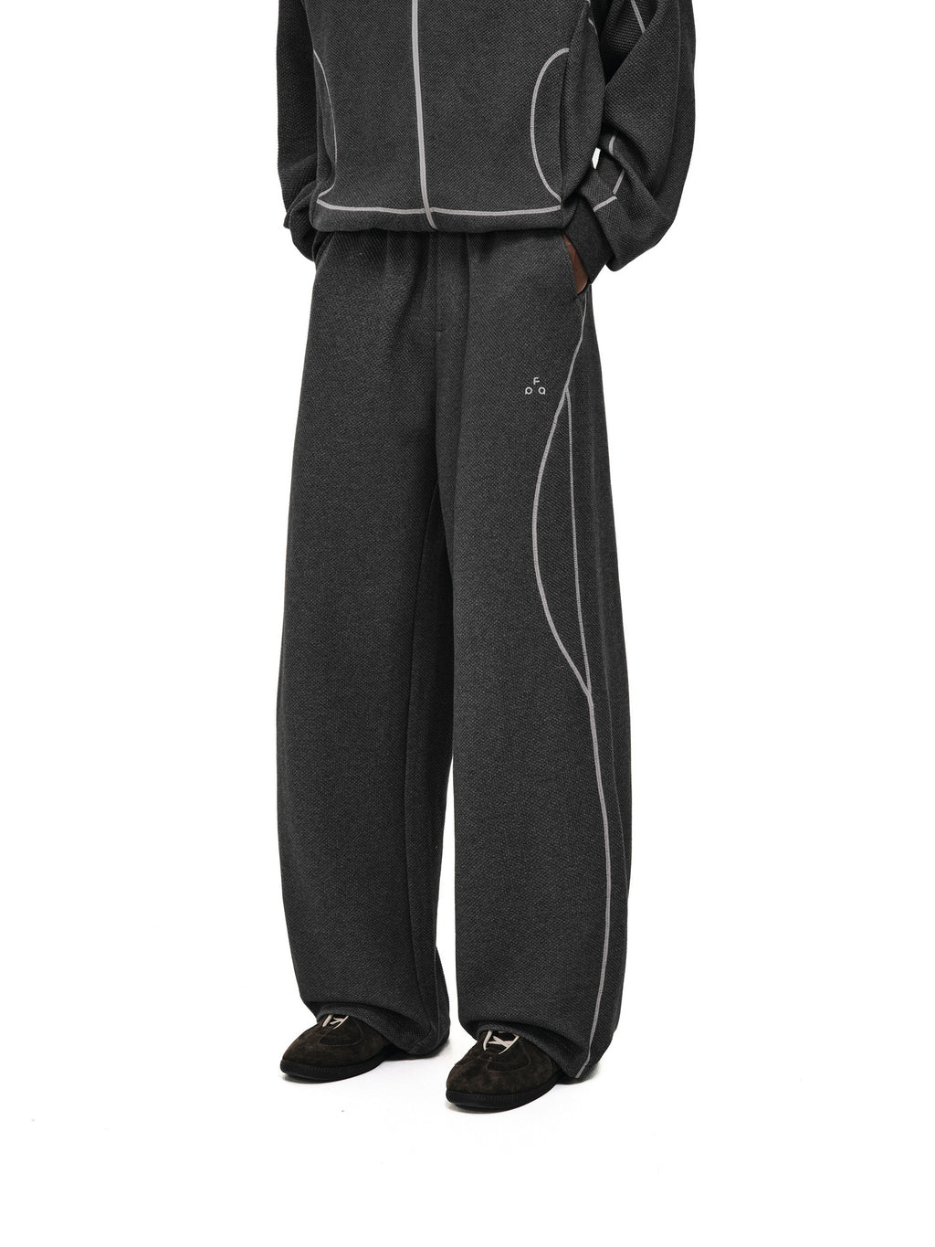 FPA Checkered Texture Hasso Sweatpants – Loose Straight-Leg Contrast Color Couple Casual Long Pants for Spring/Autumn