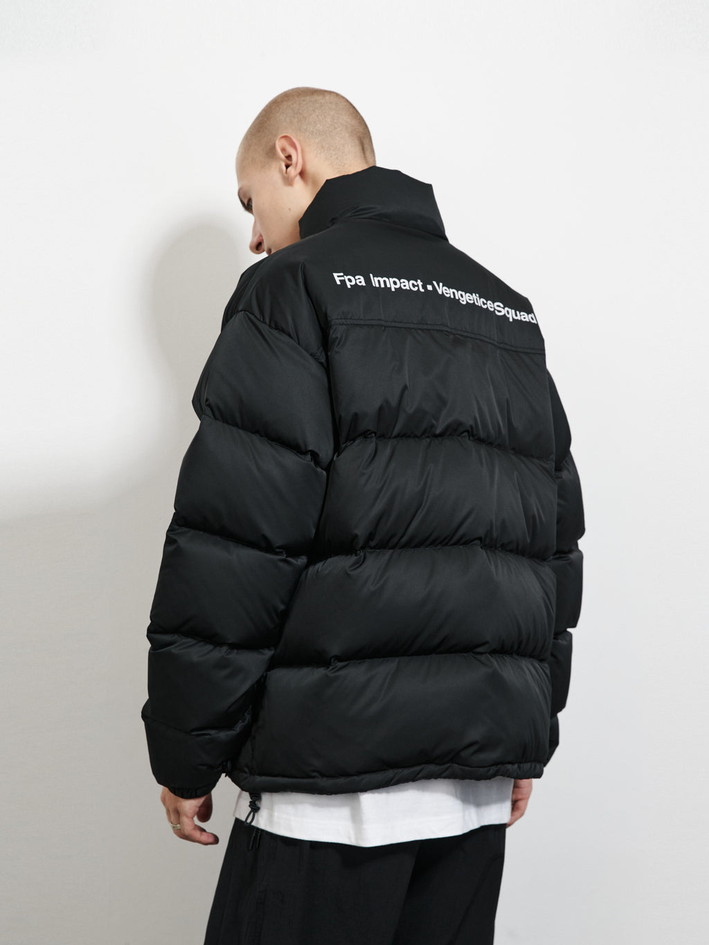 FPA Chinese Streetwear Stand Collar Down Jacket for Men - Lightweight Puffer Coat, Loose Fit, Winter Warm Black Outerwear