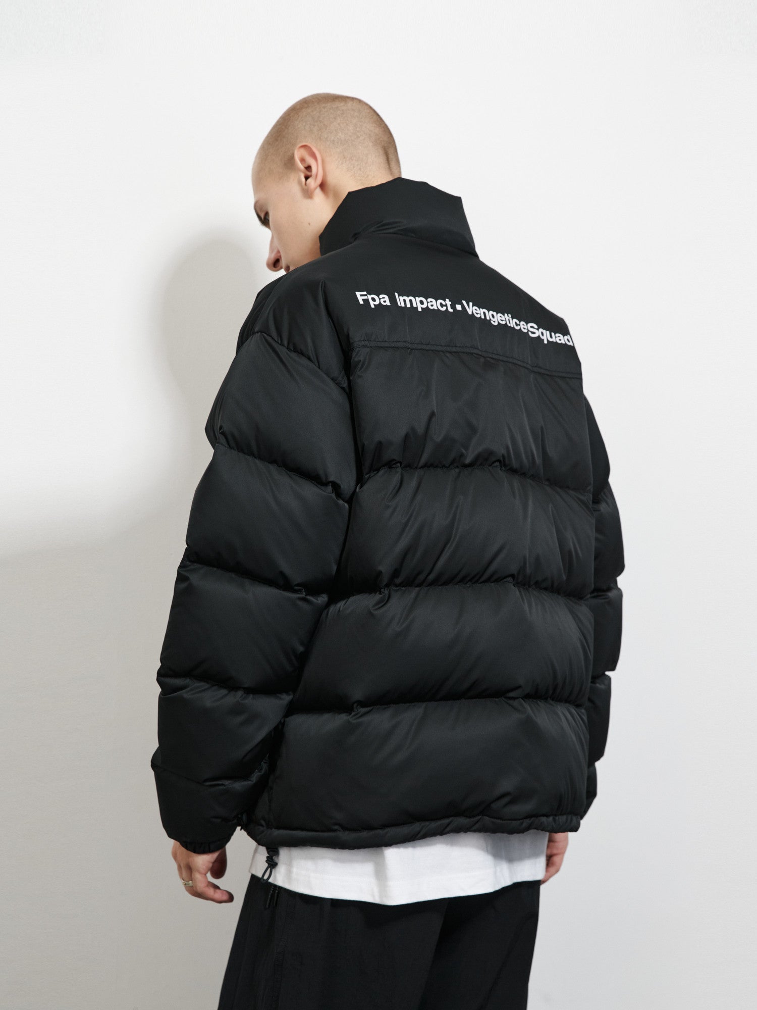 FPA Chinese Streetwear Stand Collar Down Jacket for Men - Lightweight Puffer Coat, Loose Fit, Winter Warm Black Outerwear