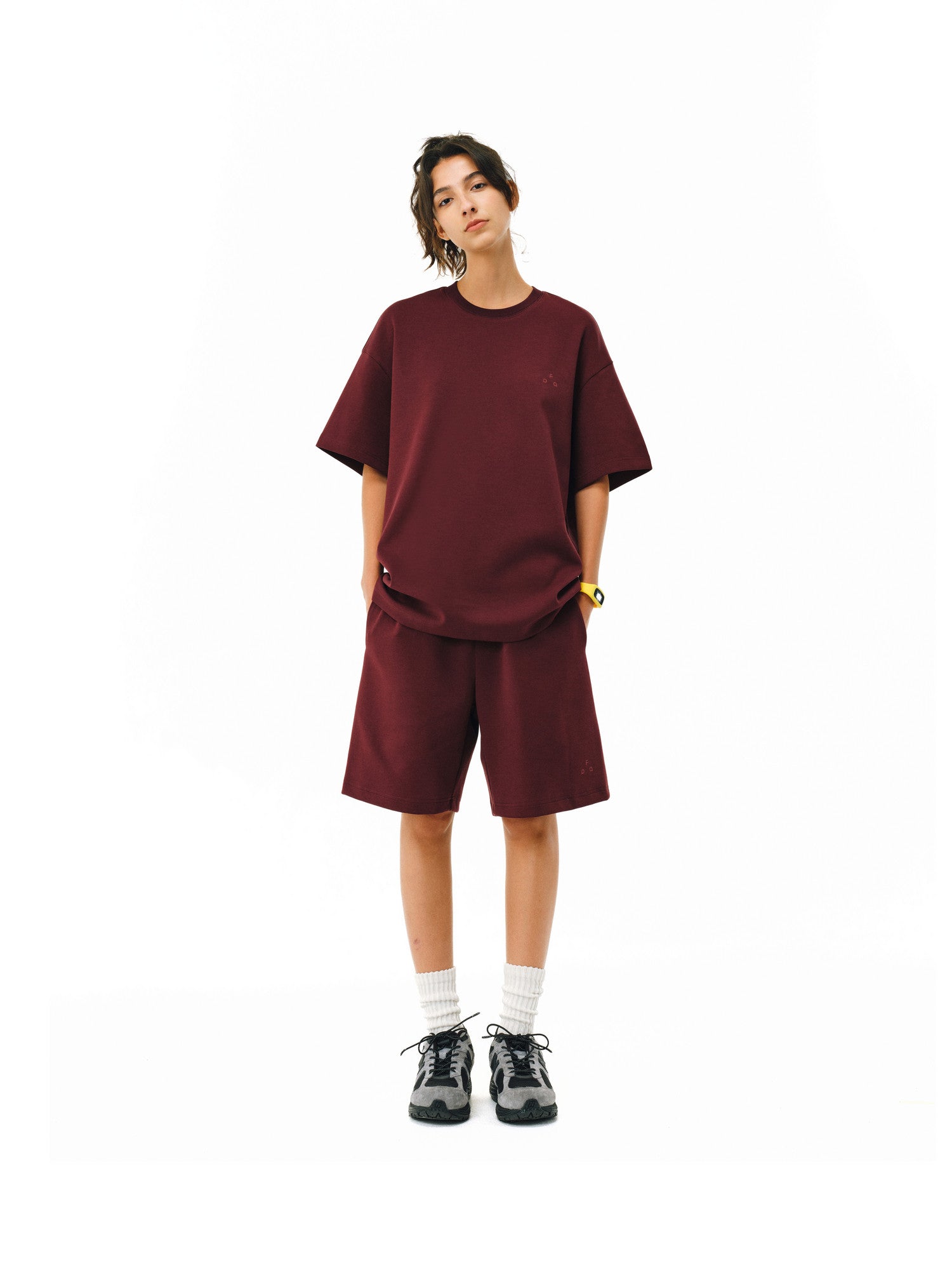 FPA Double-Layer Air Layer Anti-Pilling Cool-Touch Special Yarn Logo Short Sleeve Unisex Loose Summer T-Shirt