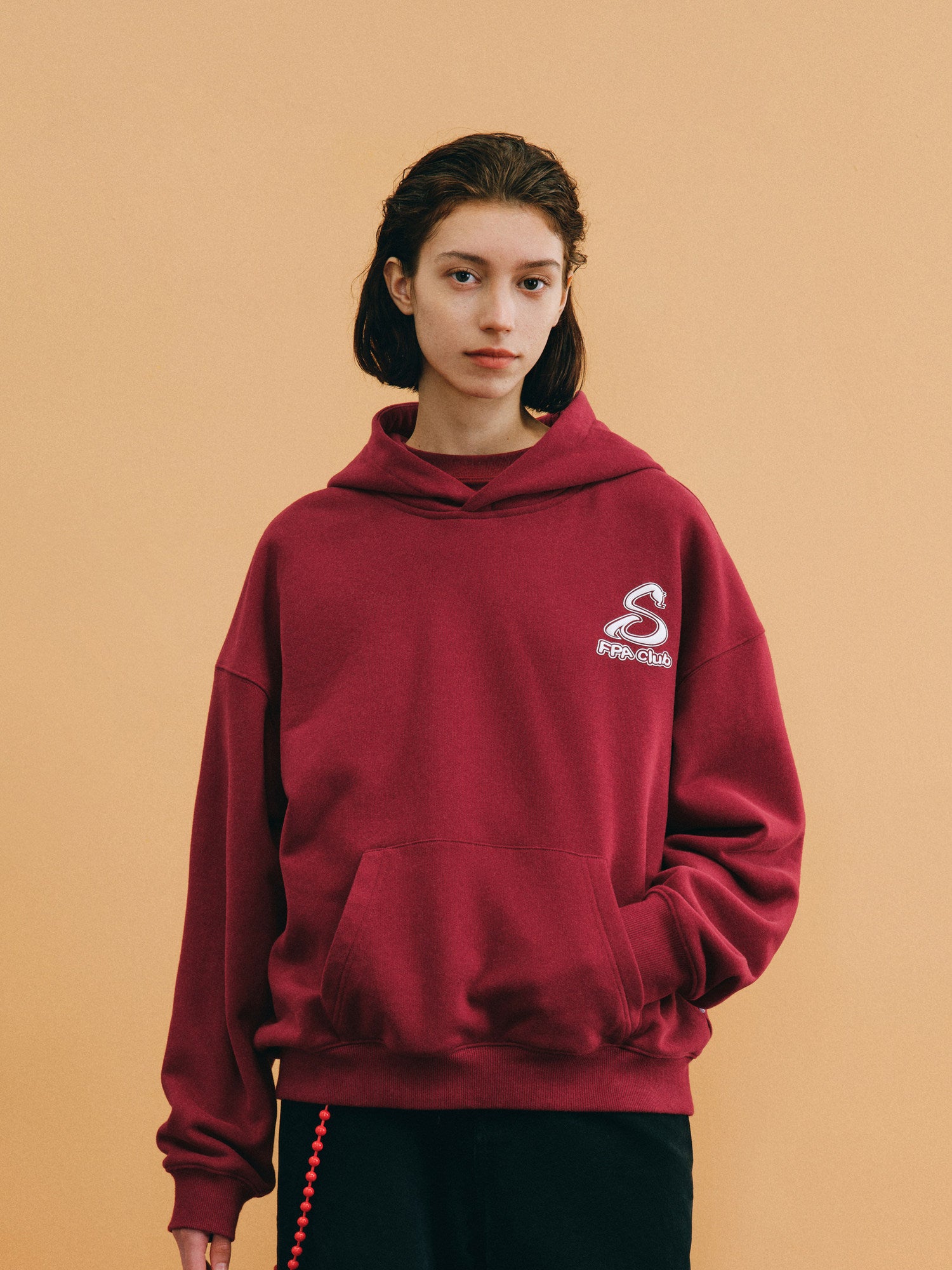 FPA Snake Year Limited Edition Graffiti Typography Hoodie – Chinese New Year Festive Wine Red, Loose Fit, Unisex