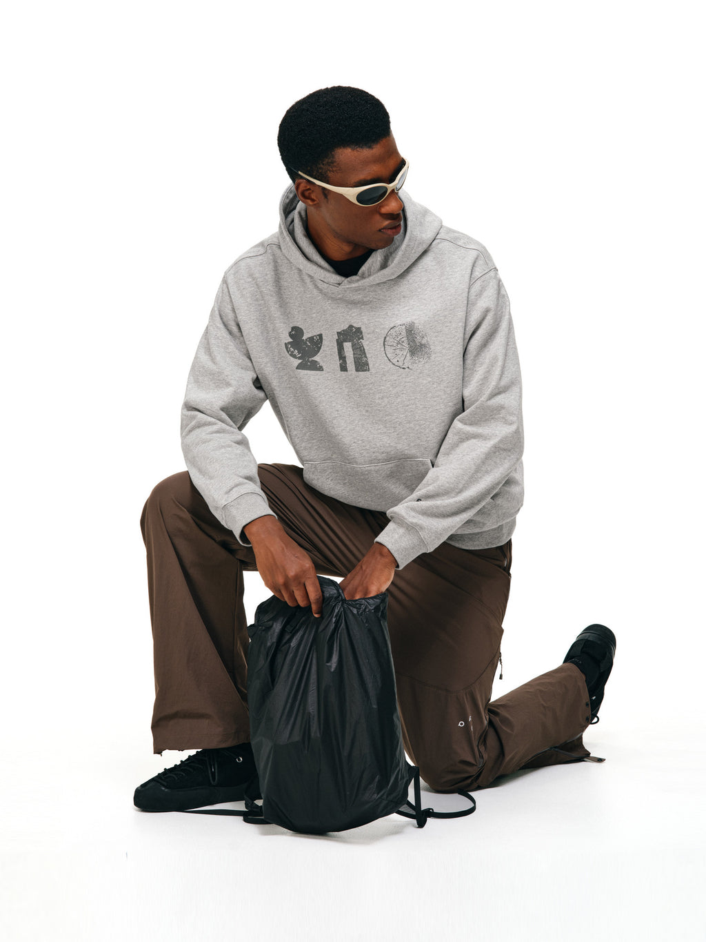 FPA Logo Hooded Sweatshirt for Men – Black & Heather Gray, Casual Athletic Pullover